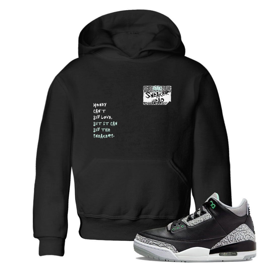 3s Green Glow shirt to match jordans Sneakerhead Badge sneaker tees Air Jordan 3 Green Glow Drip Gear Zone baby toddler Black 1 cotton Shirt