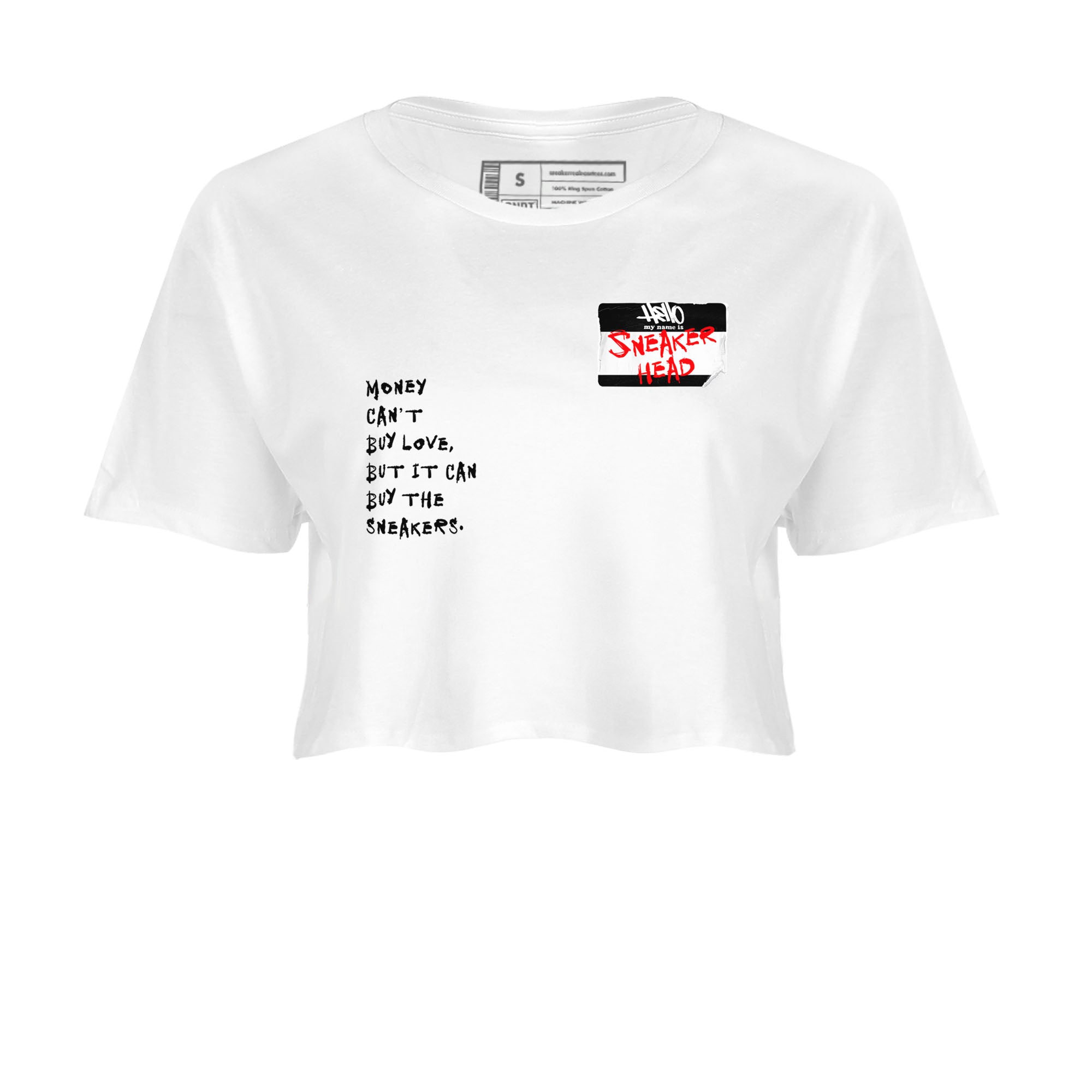 4s Bred Reimagined shirt to match jordans streetwear brand Sneakerhead Badge sneaker tees Air Jordan 4 Bred Reimagined Drip Gear Zone White 2 crop length shirt