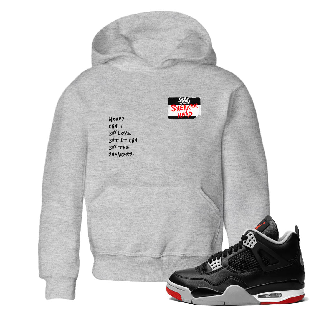 4s Bred Reimagined shirt to match jordans streetwear brand Sneakerhead Badge sneaker tees Air Jordan 4 Bred Reimagined Drip Gear Zone baby toddler Heather Grey 1 cotton Shirt