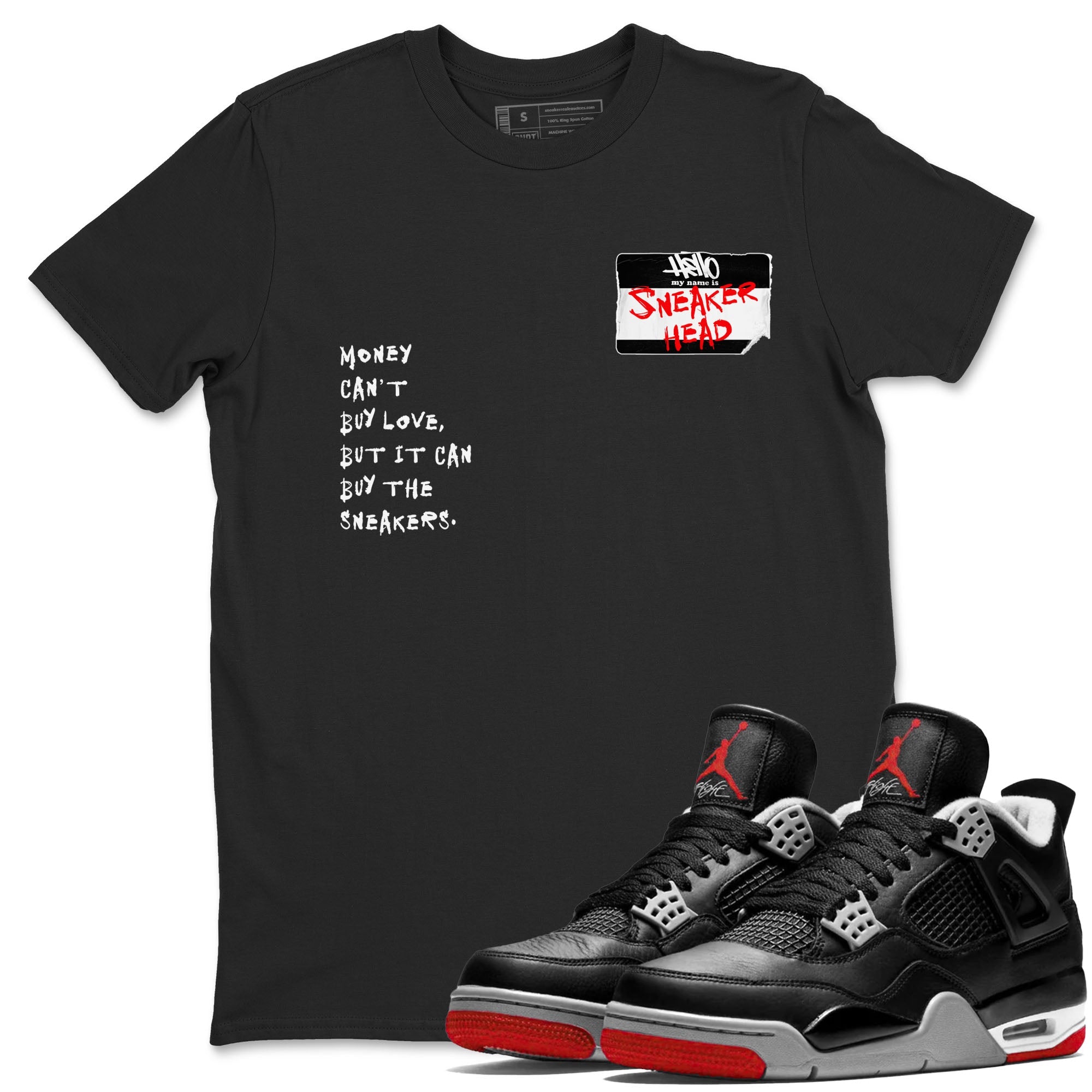 4s Bred Reimagined shirt to match jordans streetwear brand Sneakerhead Badge sneaker tees Air Jordan 4 Bred Reimagined Drip Gear Zone unisex cotton Black 1 crew neck shirt