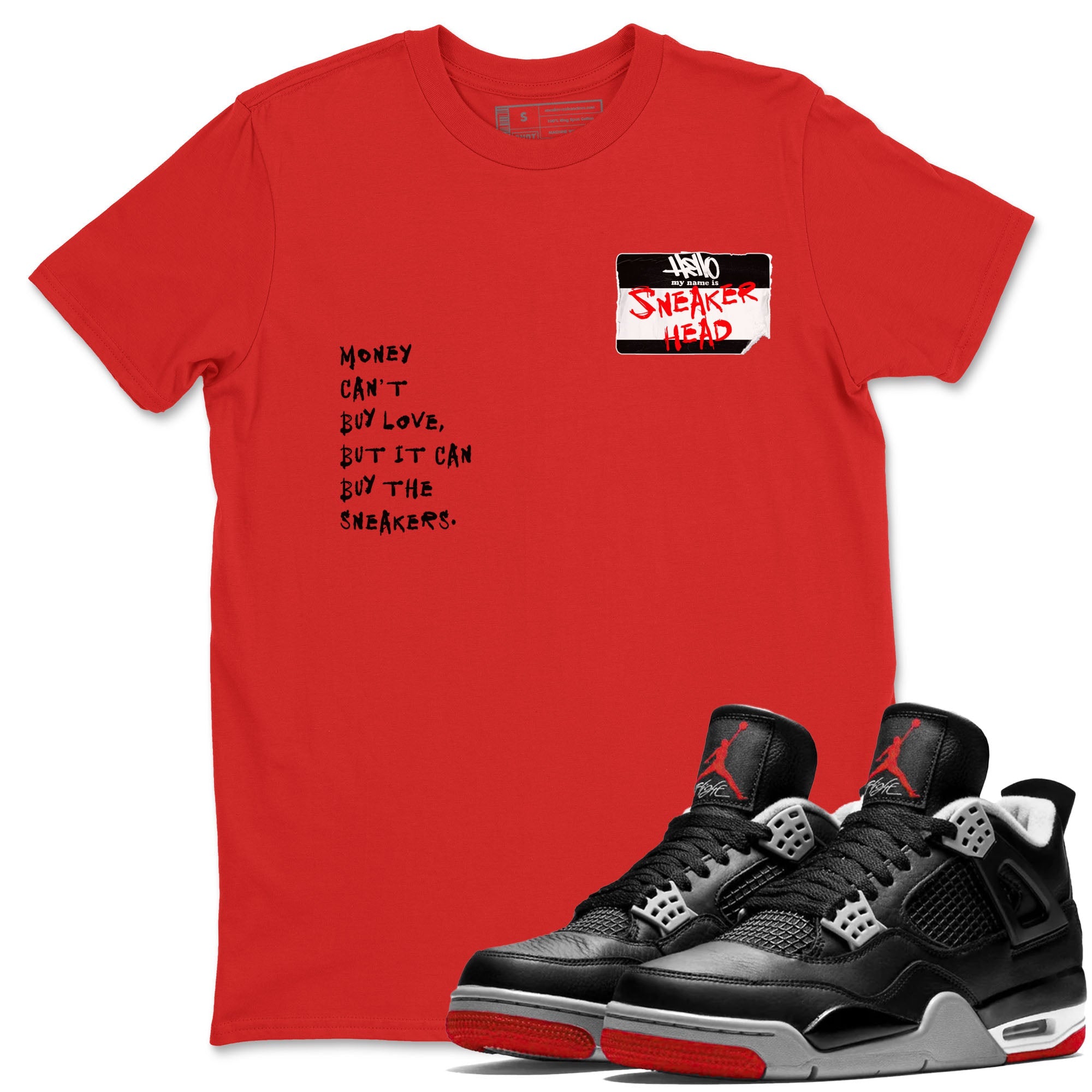 4s Bred Reimagined shirt to match jordans streetwear brand Sneakerhead Badge sneaker tees Air Jordan 4 Bred Reimagined Drip Gear Zone unisex cotton Red 1 crew neck shirt