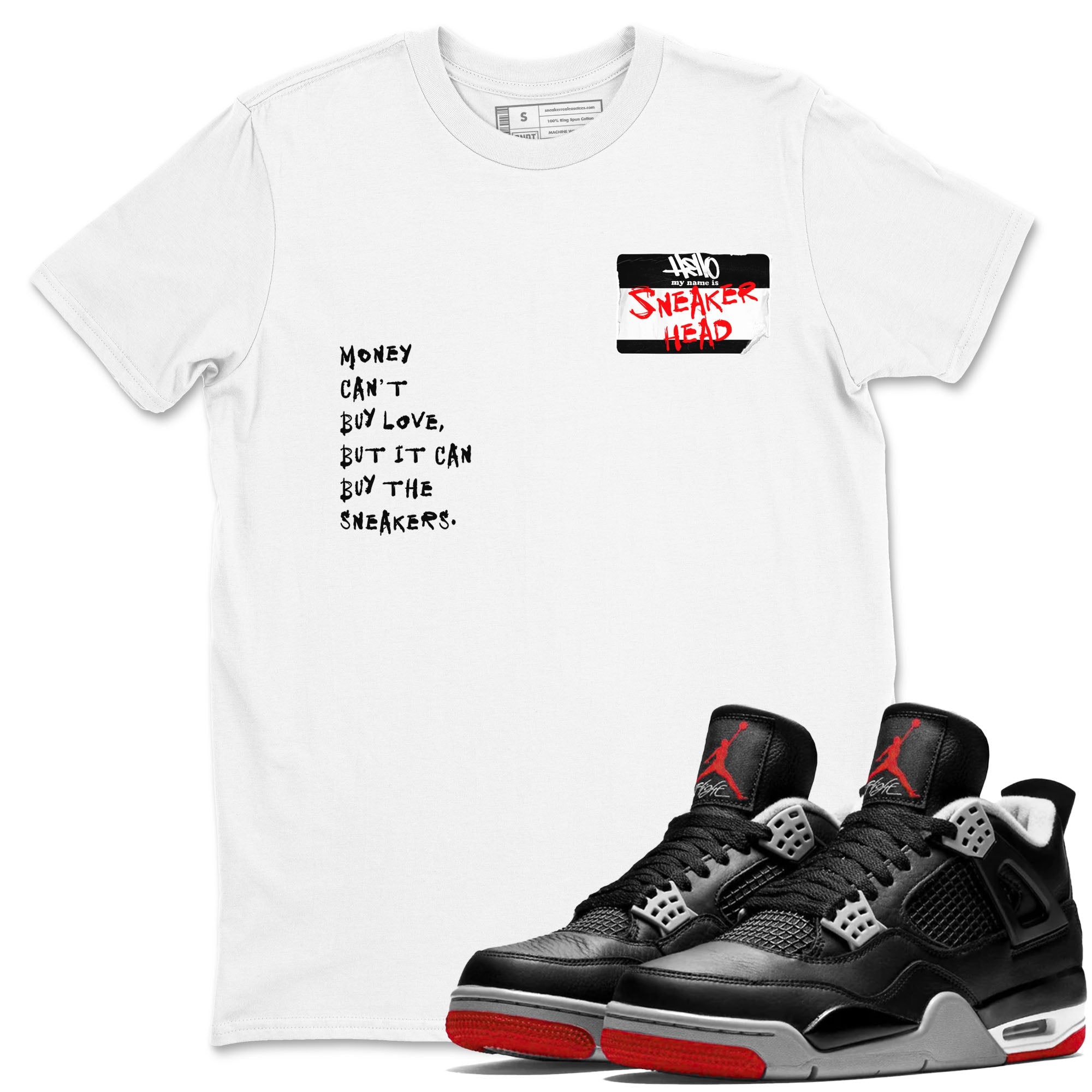 4s Bred Reimagined shirt to match jordans streetwear brand Sneakerhead Badge sneaker tees Air Jordan 4 Bred Reimagined Drip Gear Zone unisex cotton White 1 crew neck shirt
