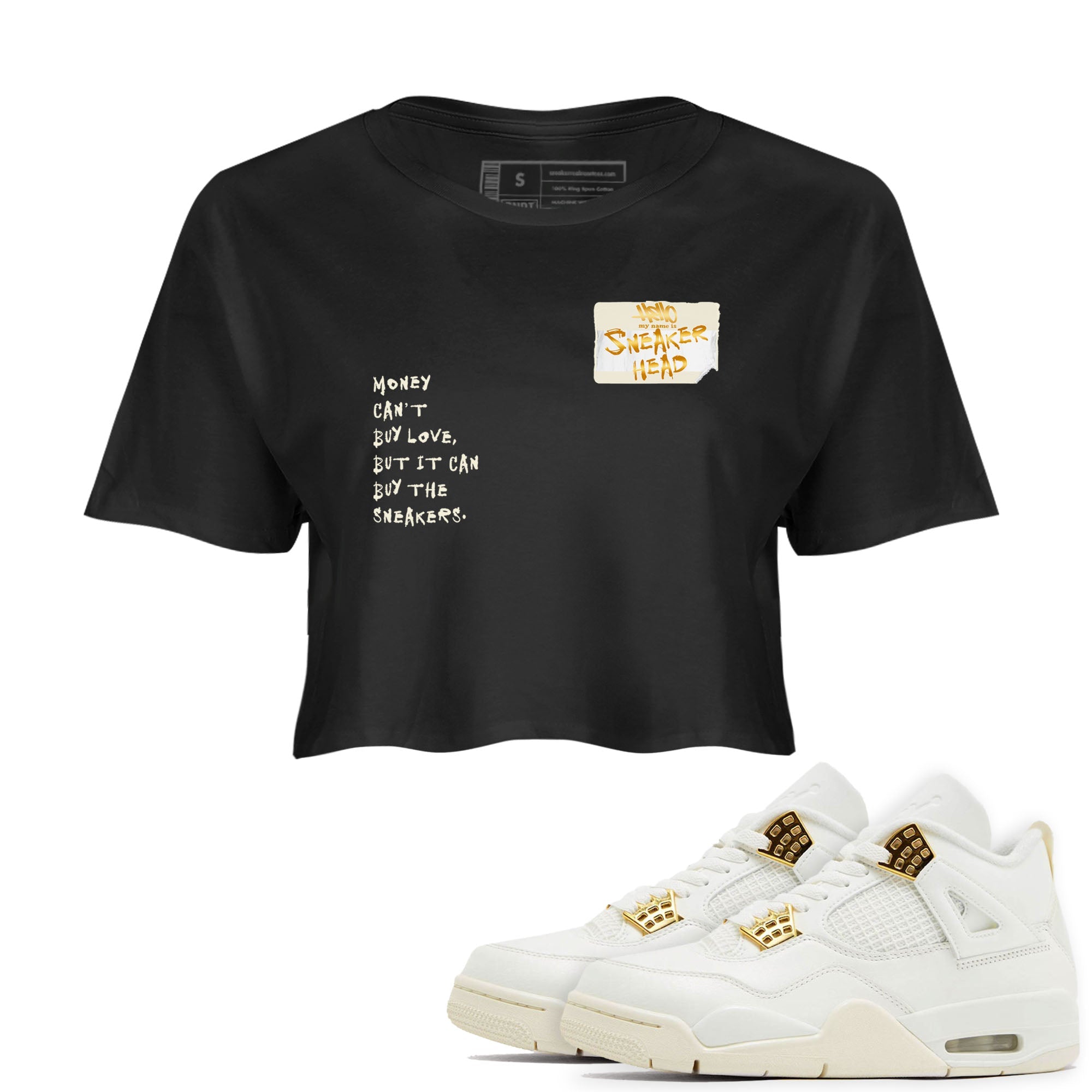4 Sail shirt to match jordans Sneakerhead Badge sneaker tees Air Jordan 4 Sail Drip Gear Zone Streetwear Black 1 crop length shirt