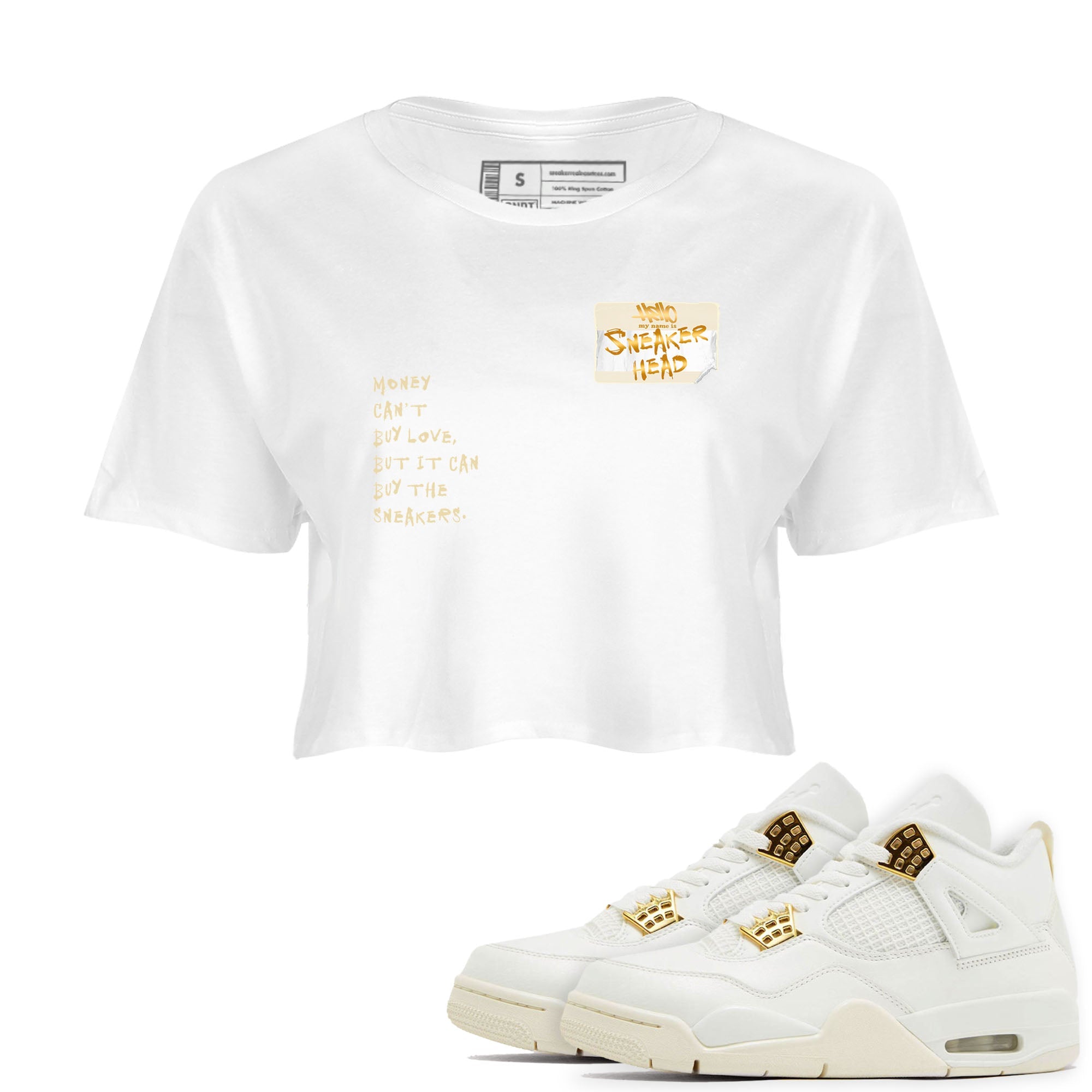 4 Sail shirt to match jordans Sneakerhead Badge sneaker tees Air Jordan 4 Sail Drip Gear Zone Streetwear White 1 crop length shirt
