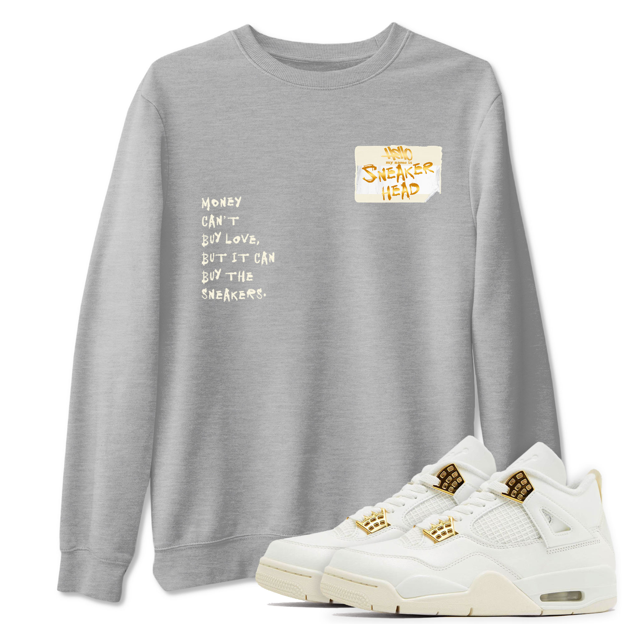 4 Sail shirt to match jordans Sneakerhead Badge sneaker tees Air Jordan 4 Sail Drip Gear Zone Streetwear unisex cotton Heather Grey 1 crew neck shirt