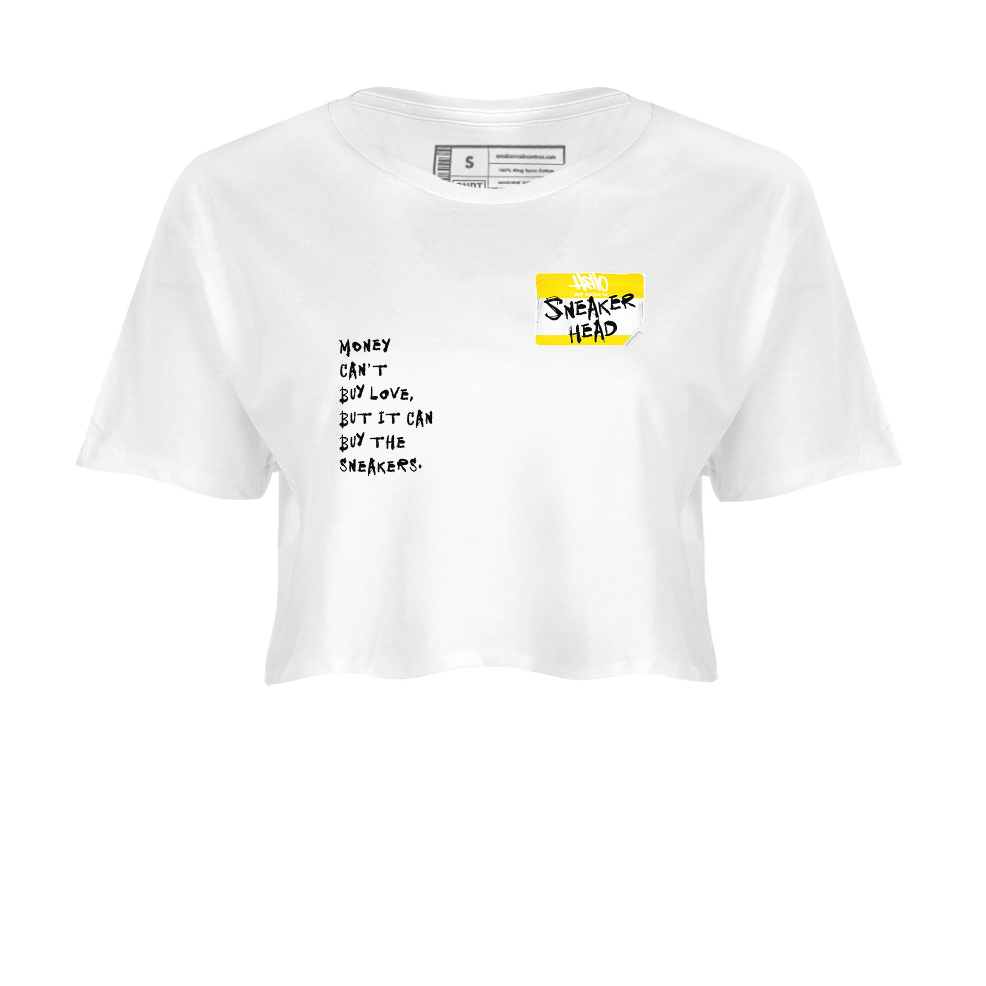 4s Vivid Sulfur shirt to match jordans Sneakerhead Badge sneaker tees Air Jordan 4 Vivid Sulfur Drip Gear Zone White 2 crop length shirt