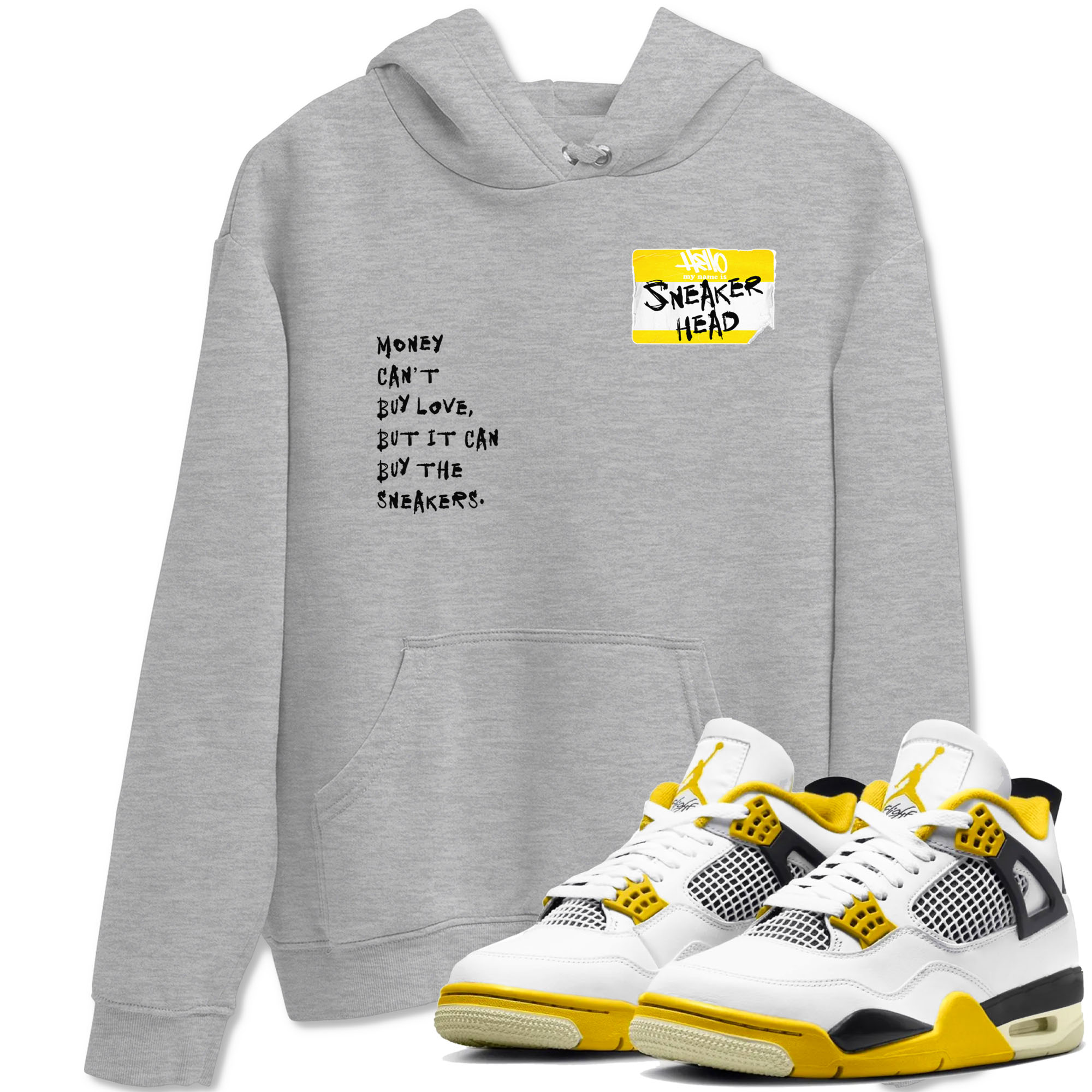 4s Vivid Sulfur shirt to match jordans Sneakerhead Badge sneaker tees Air Jordan 4 Vivid Sulfur Drip Gear Zone unisex cotton Heather Grey 1 crew neck shirt