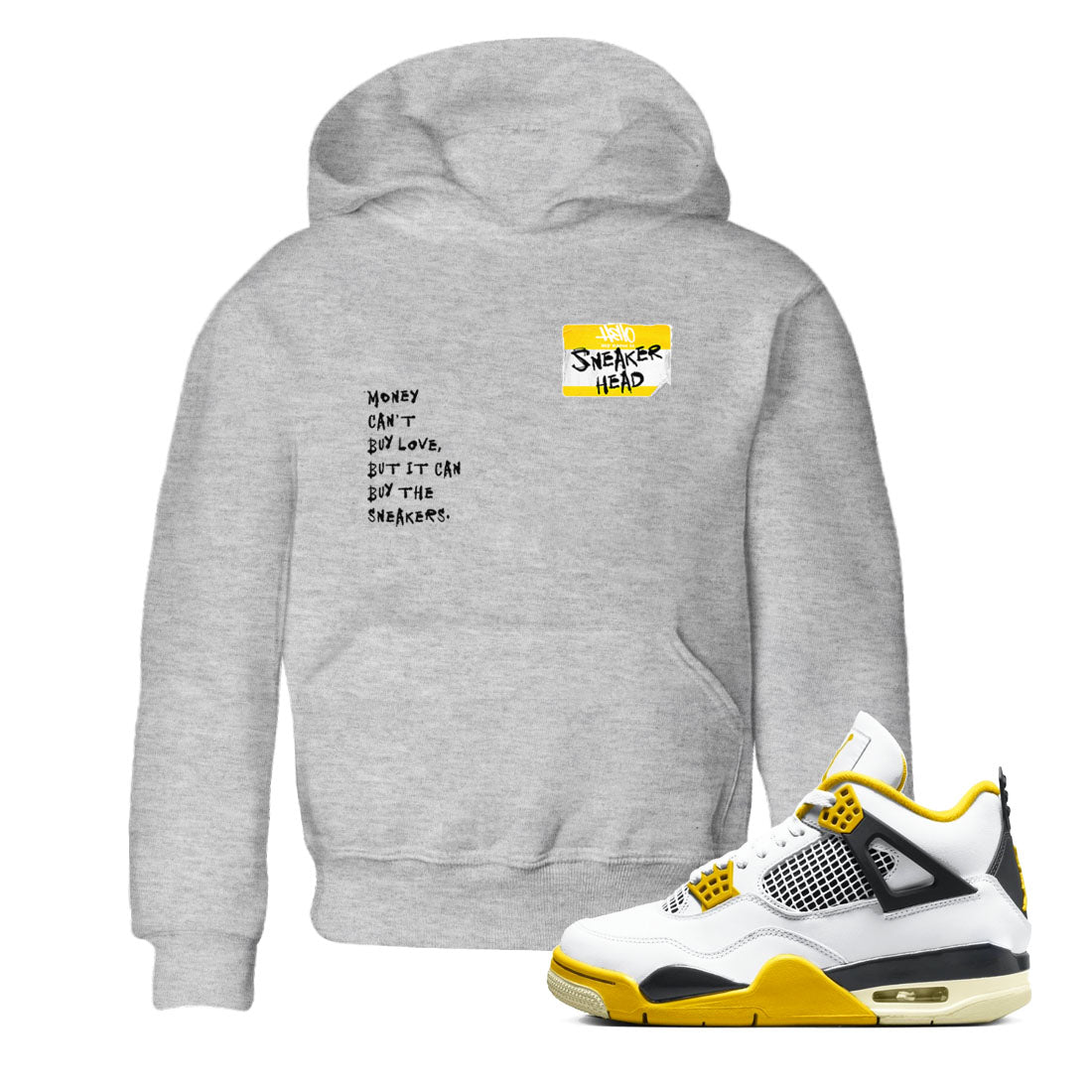 4s Vivid Sulfur shirt to match jordans Sneakerhead Badge sneaker tees Air Jordan 4 Vivid Sulfur Drip Gear Zone baby toddler Heather Grey 1 cotton Shirt