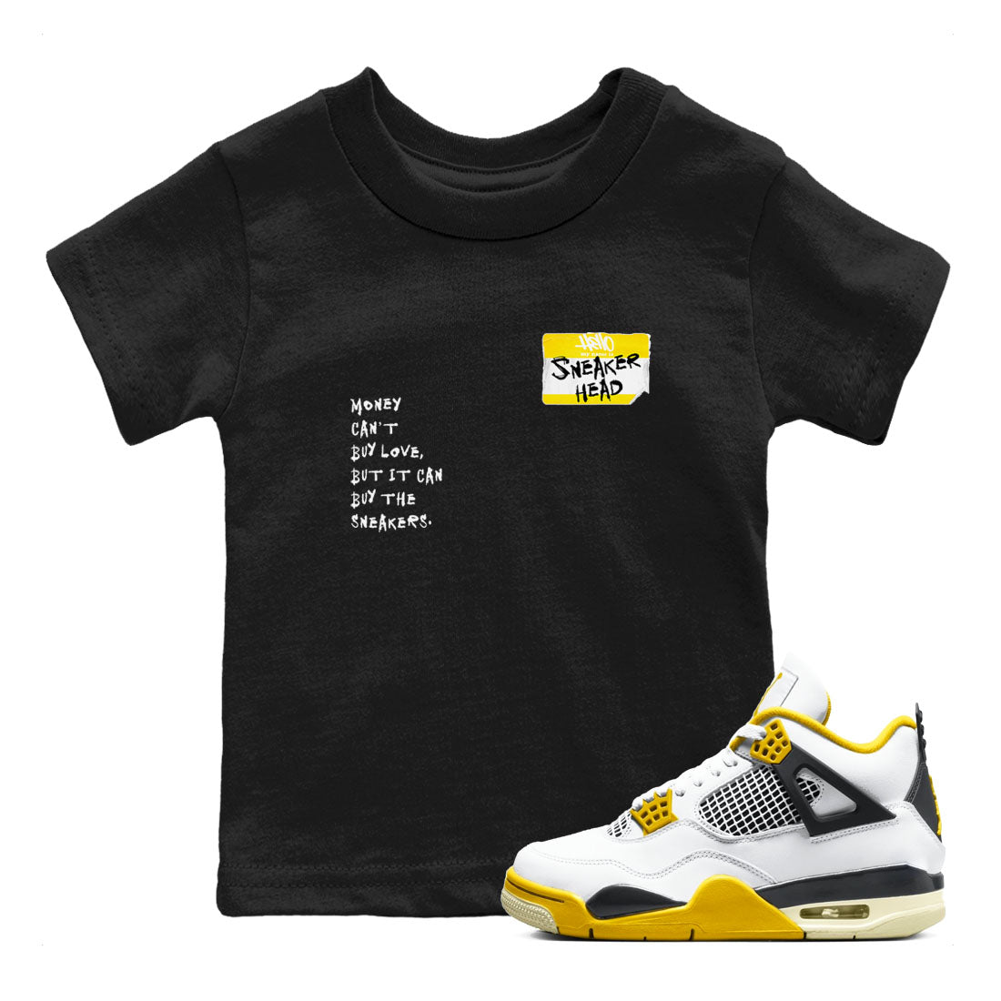 4s Vivid Sulfur shirt to match jordans Sneakerhead Badge sneaker tees Air Jordan 4 Vivid Sulfur Drip Gear Zone baby toddler Black 1 cotton Shirt