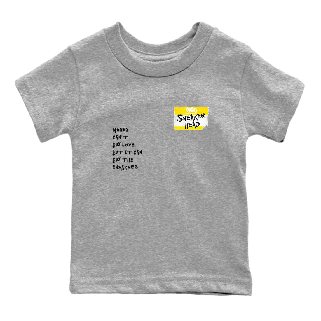 4s Vivid Sulfur shirt to match jordans Sneakerhead Badge sneaker tees Air Jordan 4 Vivid Sulfur Drip Gear Zone baby toddler Heather Grey 2 cotton Shirt