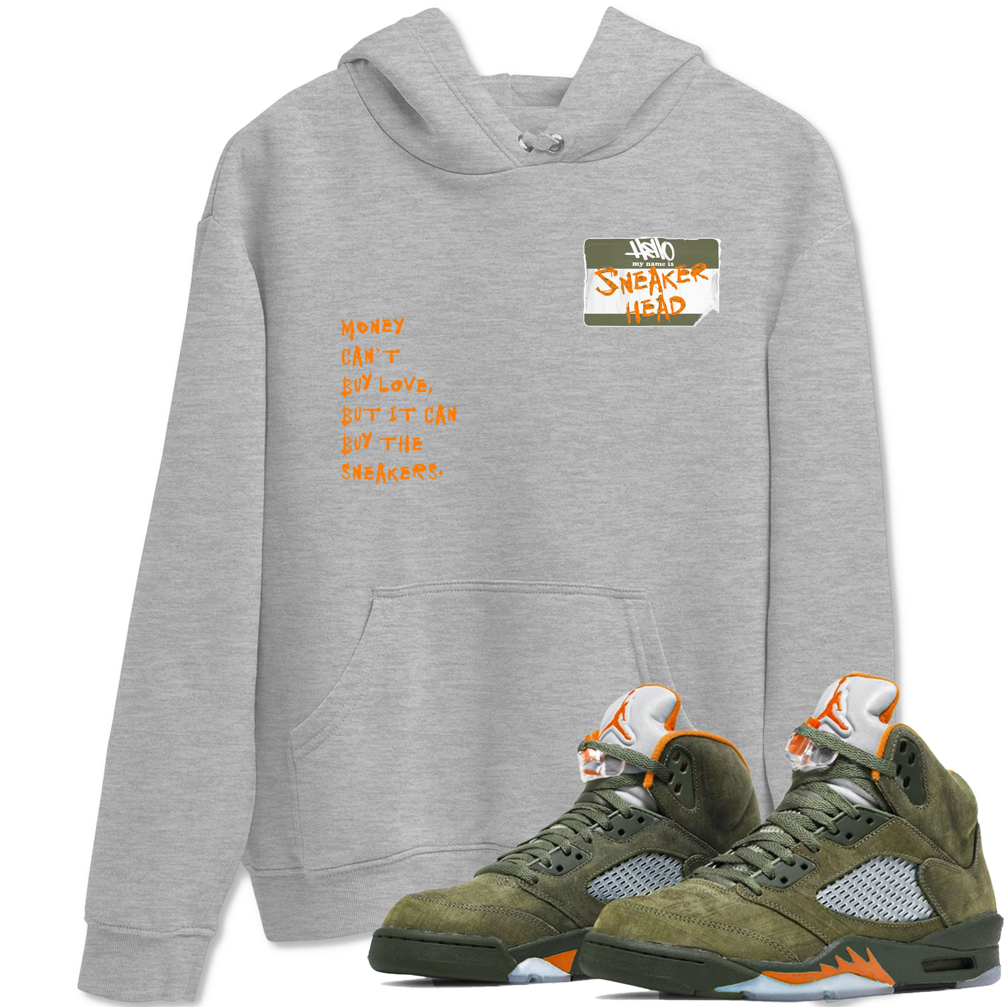 Air Jordan 5 Olive shirt to match jordans streetwear brand Sneakerhead Badge sneaker tees 5s Olive Drip Gear Zone unisex cotton Heather Grey 1 crew neck shirt