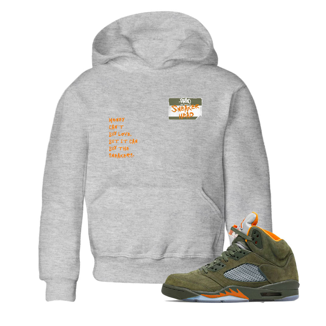 Air Jordan 5 Olive shirt to match jordans streetwear brand Sneakerhead Badge sneaker tees 5s Olive Drip Gear Zone baby toddler Heather Grey 1 cotton Shirt