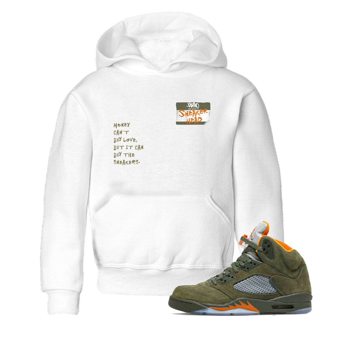 Air Jordan 5 Olive shirt to match jordans streetwear brand Sneakerhead Badge sneaker tees 5s Olive Drip Gear Zone baby toddler White 1 cotton Shirt