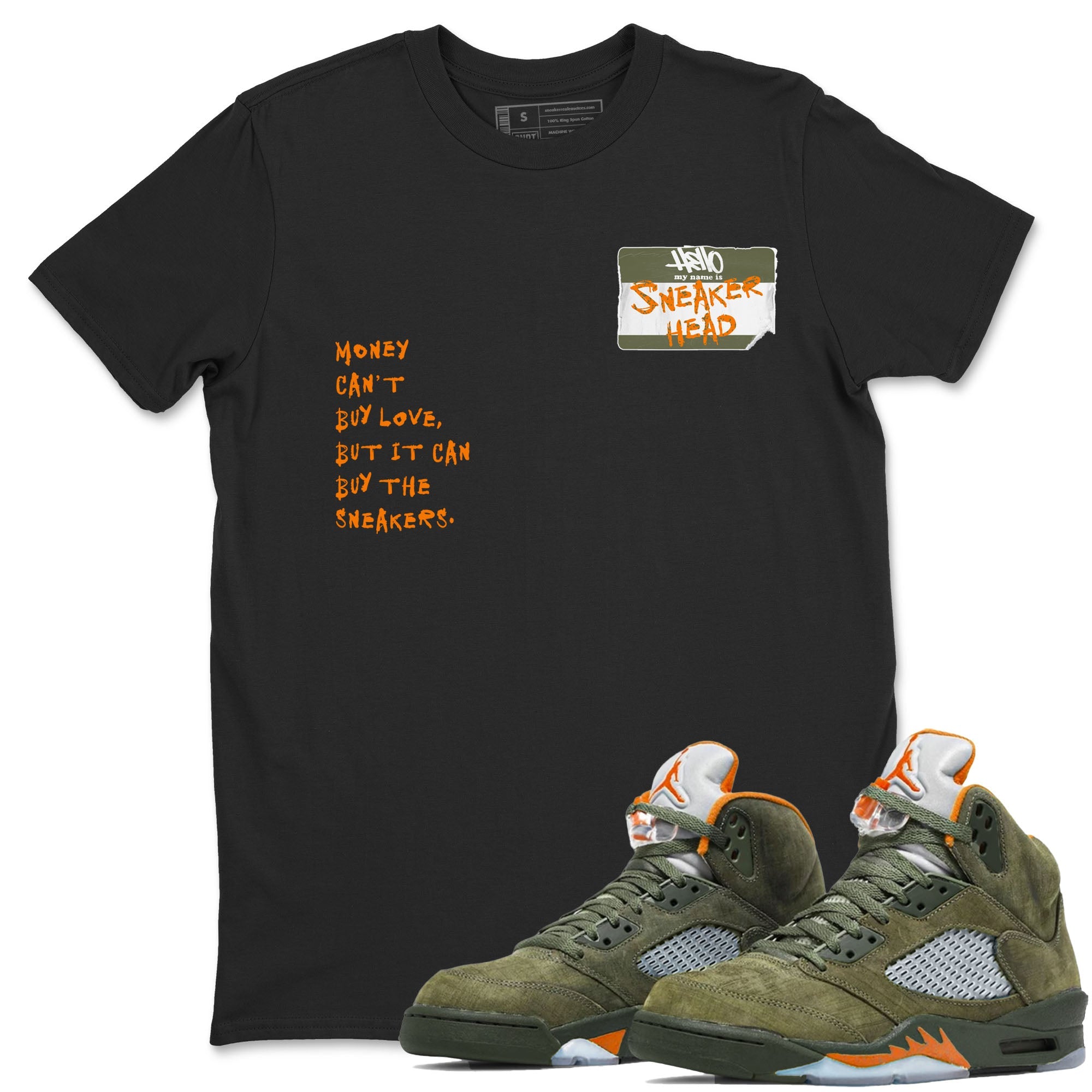 Air Jordan 5 Olive shirt to match jordans streetwear brand Sneakerhead Badge sneaker tees 5s Olive Drip Gear Zone unisex cotton Black 1 crew neck shirt