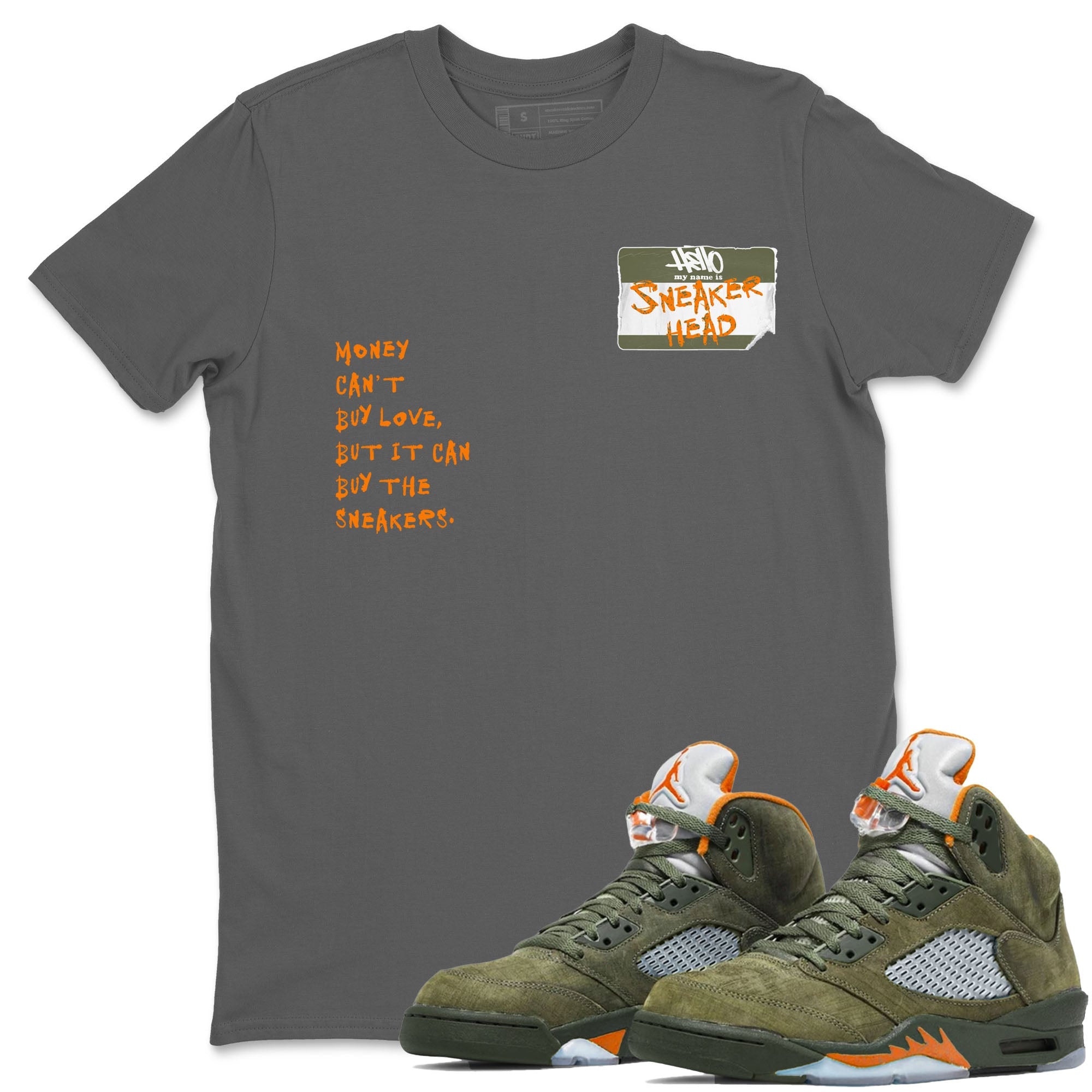 Air Jordan 5 Olive shirt to match jordans streetwear brand Sneakerhead Badge sneaker tees 5s Olive Drip Gear Zone unisex cotton Cool Grey 1 crew neck shirt