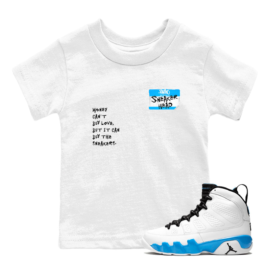 9s Powder Blue shirt to match jordans Sneakerhead Badge sneaker tees AJ9 Powder Blue Drip Gear Zone Streetwear baby toddler White 1 cotton Shirt