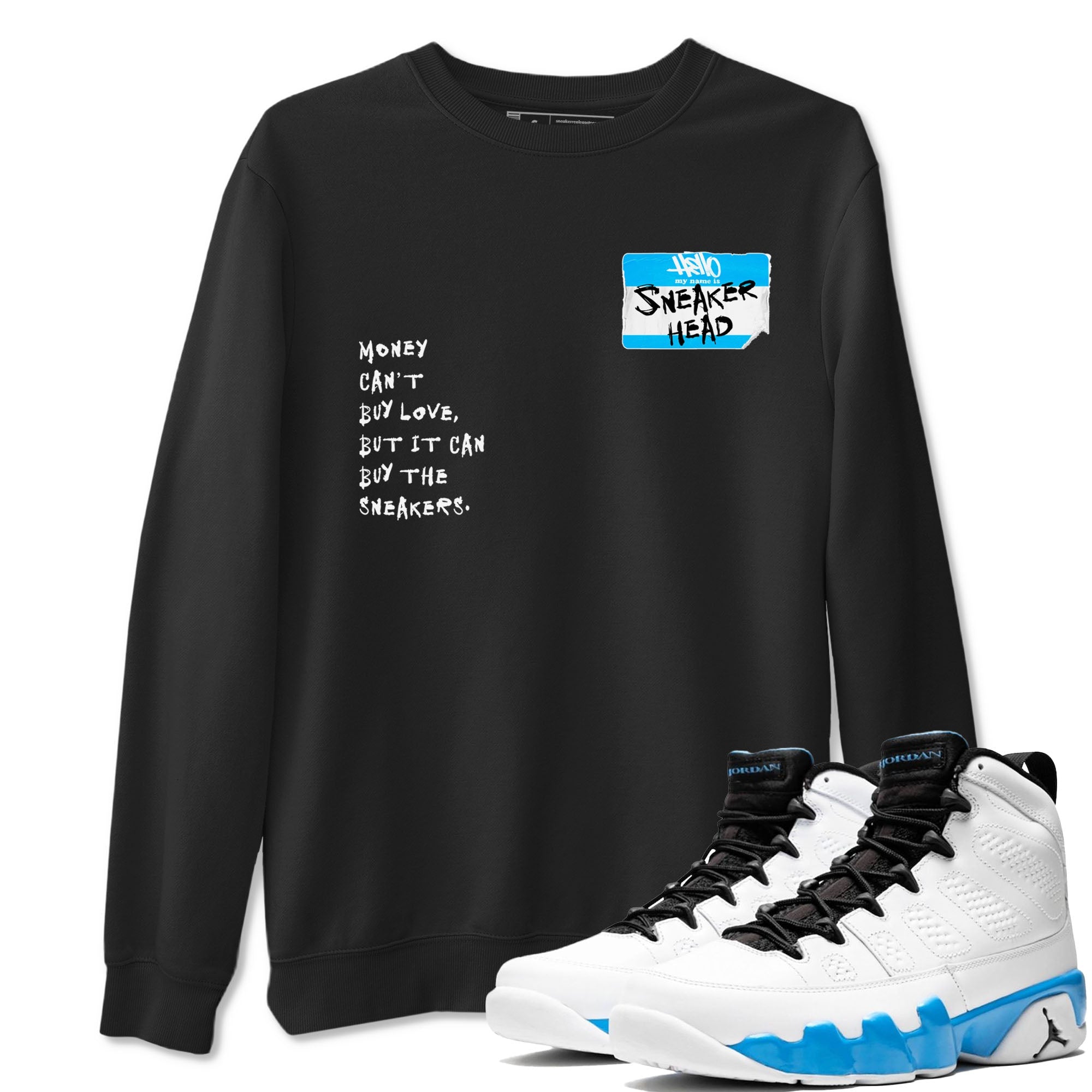9s Powder Blue shirt to match jordans Sneakerhead Badge sneaker tees AJ9 Powder Blue Drip Gear Zone Streetwear unisex cotton Black 1 crew neck shirt