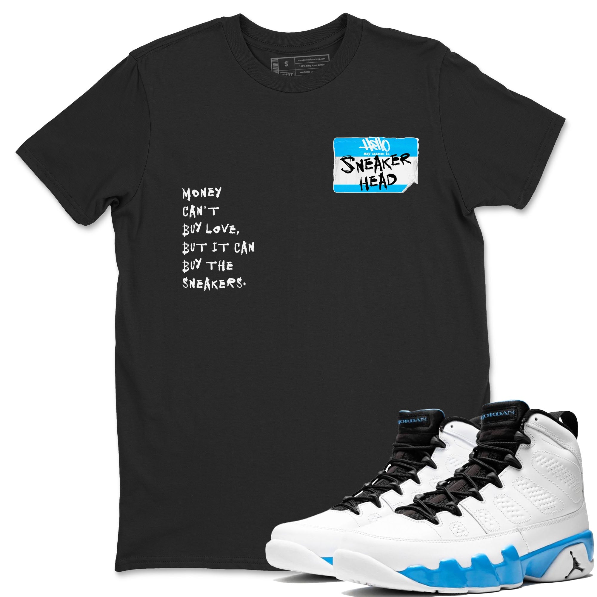 9s Powder Blue shirt to match jordans Sneakerhead Badge sneaker tees AJ9 Powder Blue Drip Gear Zone Streetwear unisex cotton Black 1 crew neck shirt