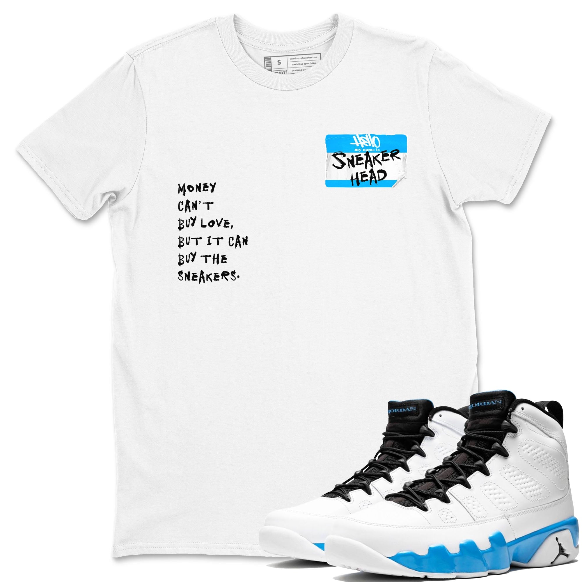 9s Powder Blue shirt to match jordans Sneakerhead Badge sneaker tees AJ9 Powder Blue Drip Gear Zone Streetwear unisex cotton White 1 crew neck shirt