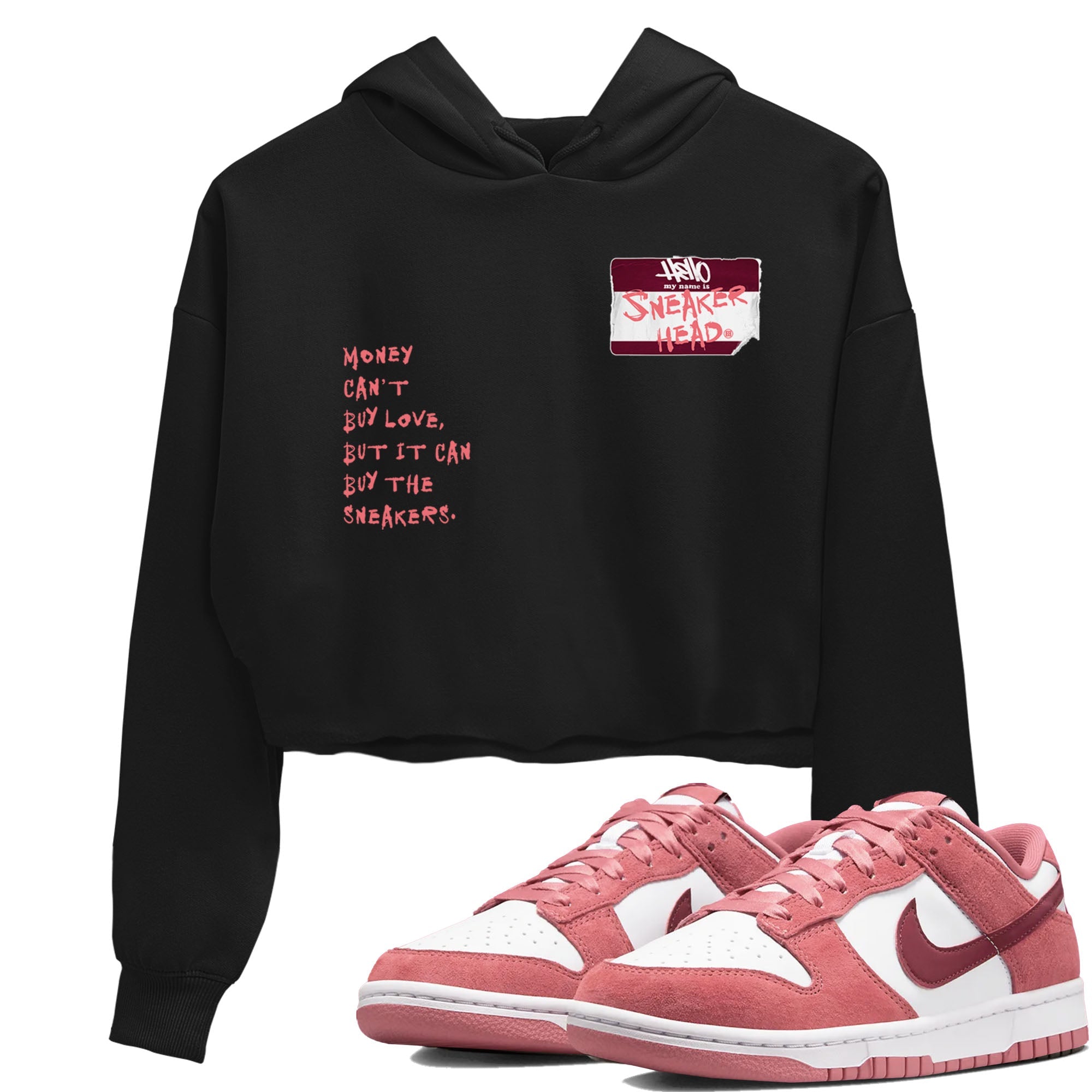 Dunk Valentine's Day shirt to match jordans Sneakerhead Badge sneaker tees Dunk Valentines Day Drip Gear Zone Streetwear Black 1 crop length shirt