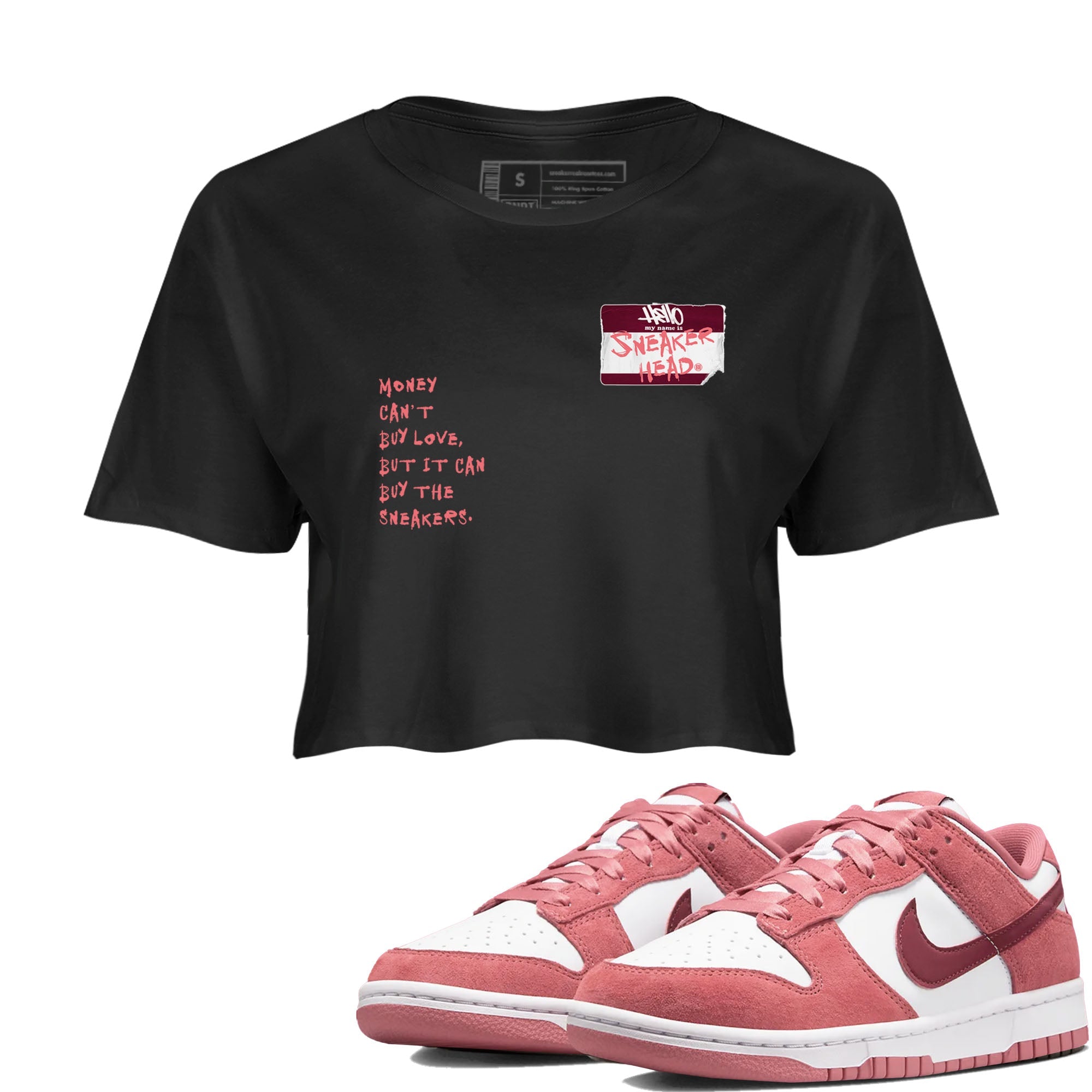 Dunk Valentine's Day shirt to match jordans Sneakerhead Badge sneaker tees Dunk Valentines Day Drip Gear Zone Streetwear Black 1 crop length shirt
