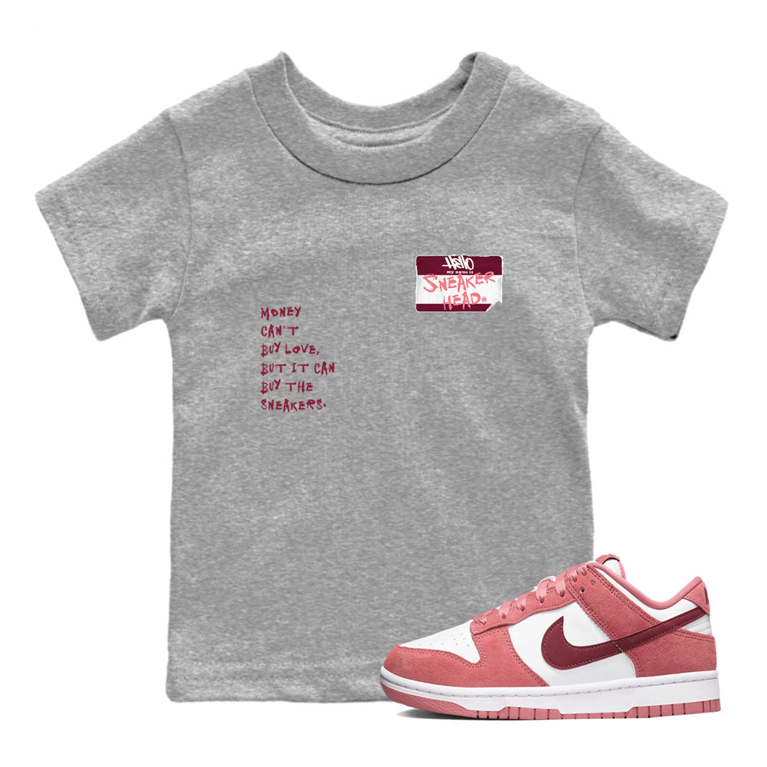 Dunk Valentine's Day shirt to match jordans Sneakerhead Badge sneaker tees Dunk Valentines Day Drip Gear Zone Streetwear baby toddler Heather Grey 1 cotton Shirt
