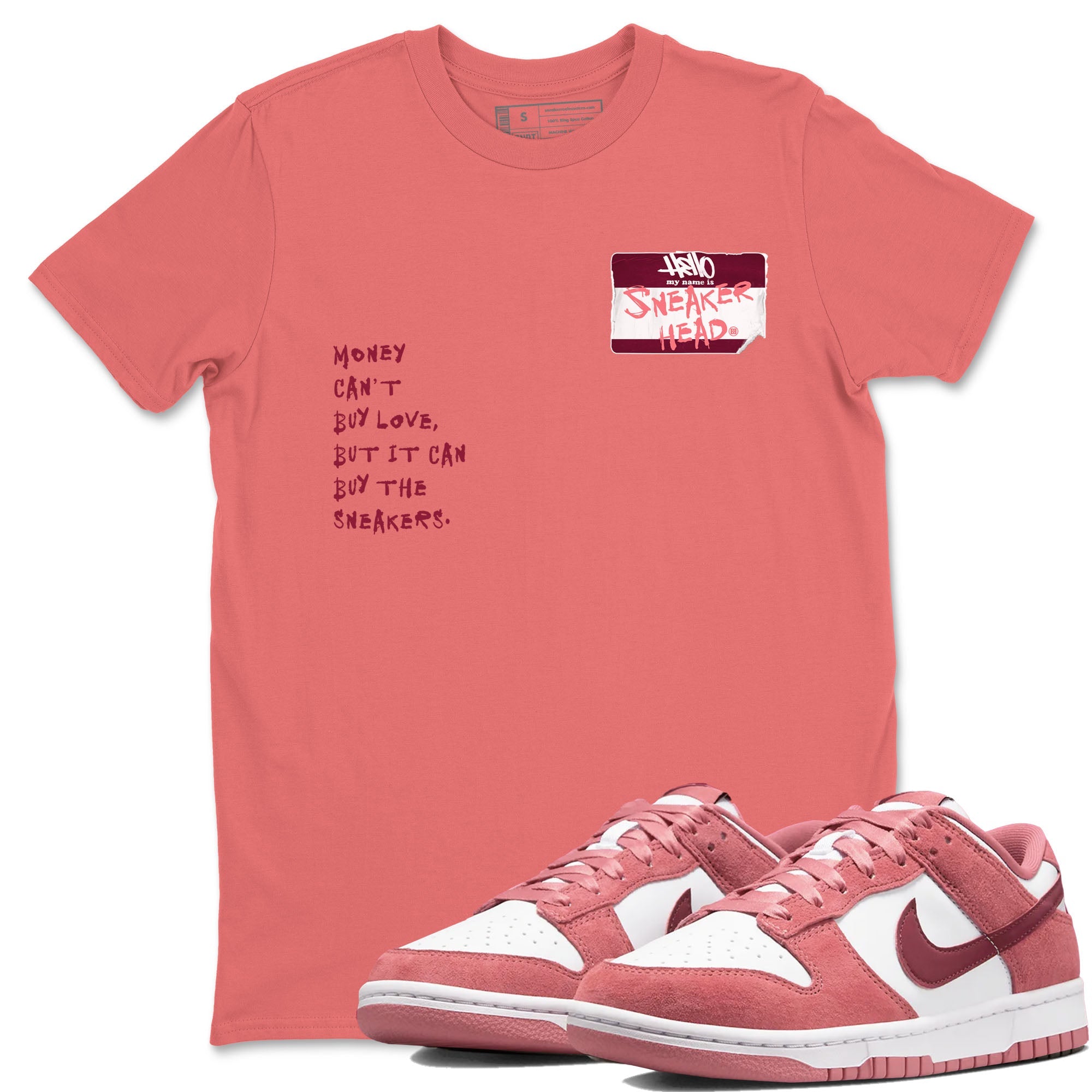 Dunk Valentine's Day shirt to match jordans Sneakerhead Badge sneaker tees Dunk Valentines Day Drip Gear Zone Streetwear unisex cotton Coral 1 crew neck shirt