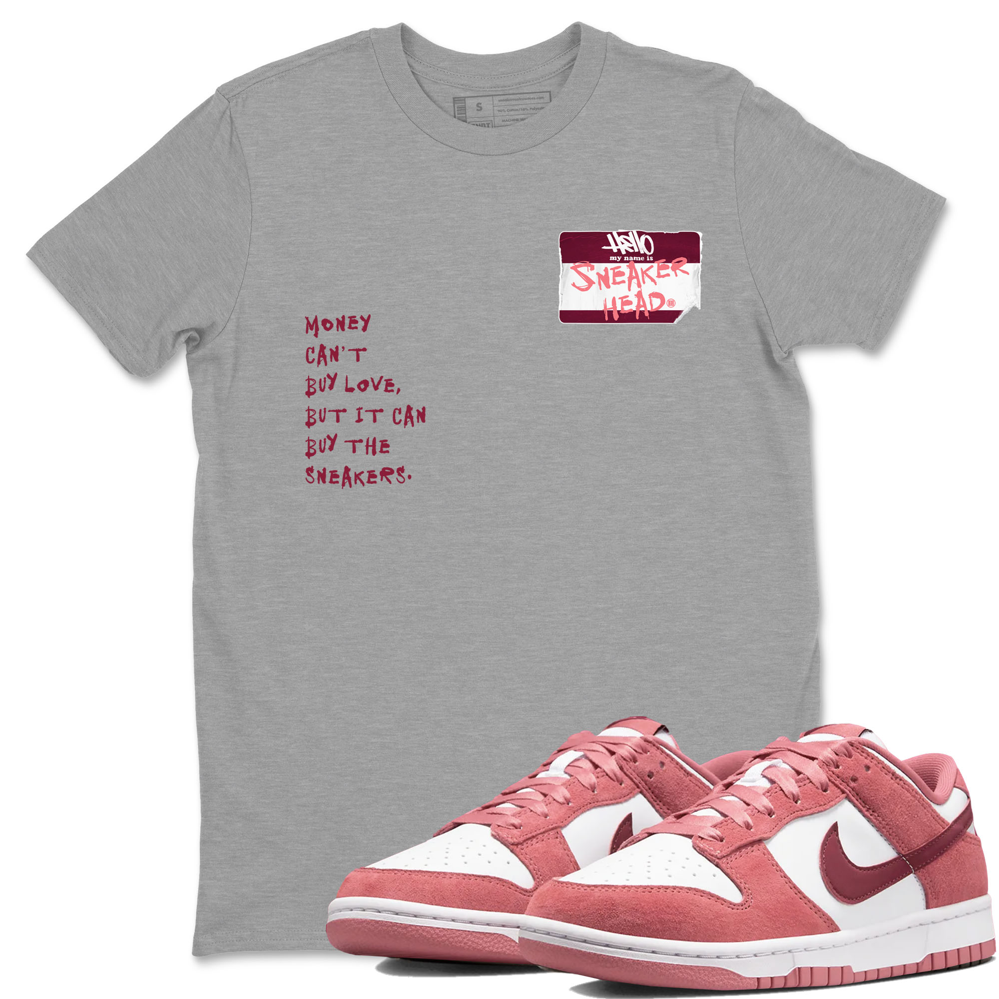 Dunk Valentine's Day shirt to match jordans Sneakerhead Badge sneaker tees Dunk Valentines Day Drip Gear Zone Streetwear unisex cotton Heather Grey 1 crew neck shirt