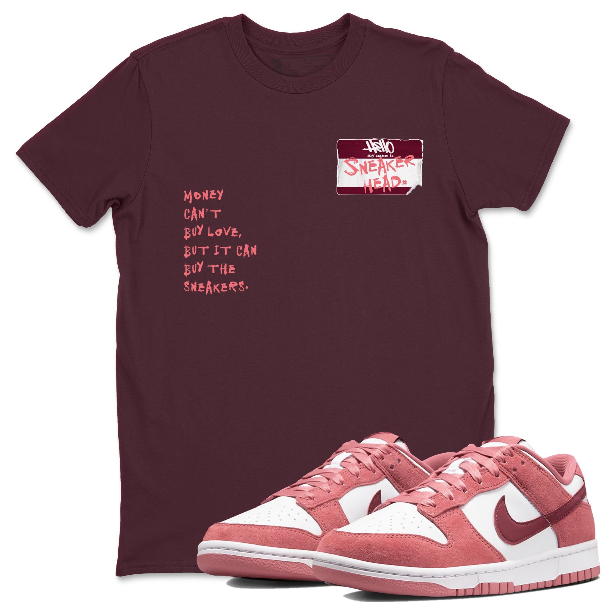 Dunk Valentine's Day shirt to match jordans Sneakerhead Badge sneaker tees Dunk Valentines Day Drip Gear Zone Streetwear unisex cotton Maroon 1 crew neck shirt