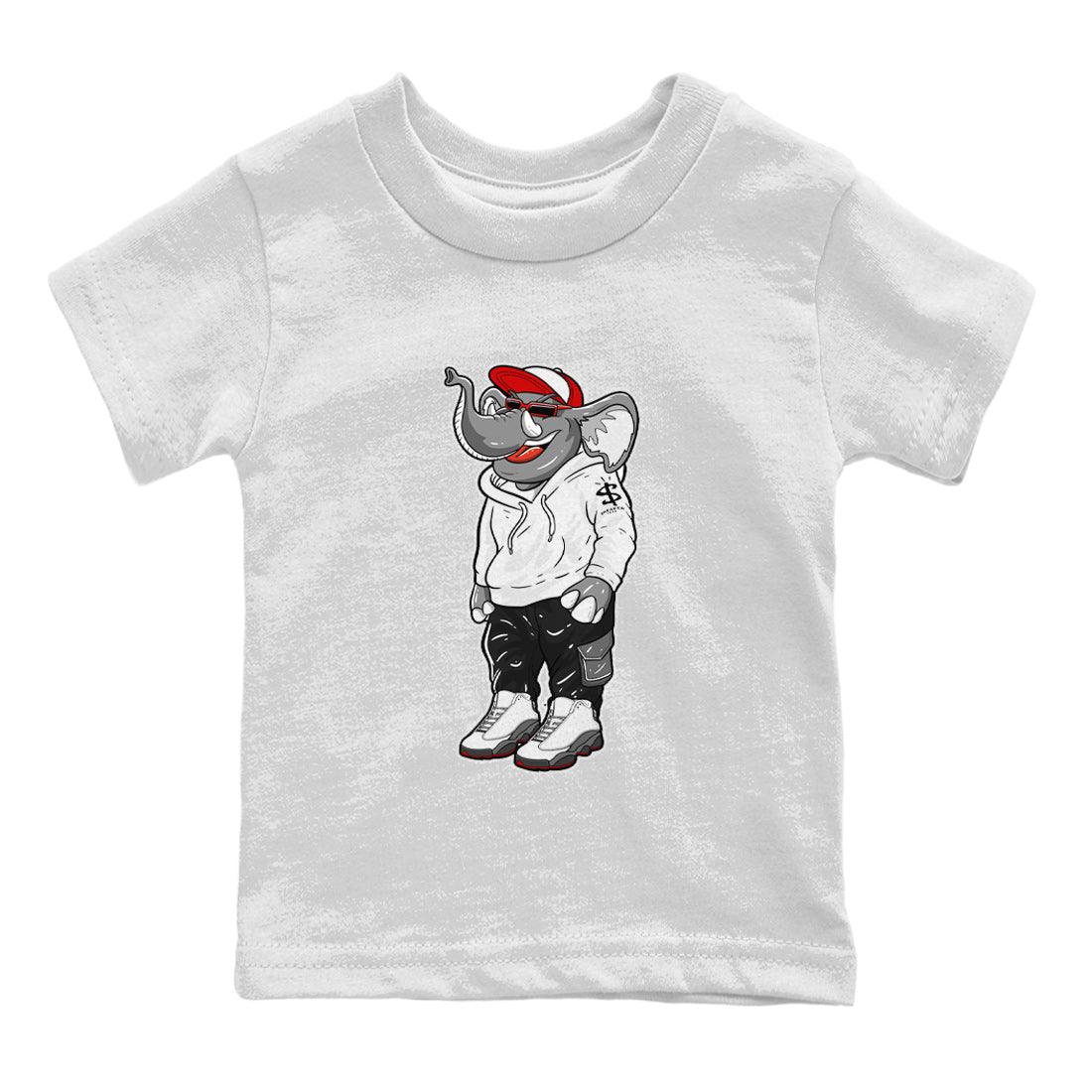 Air Jordan 13 Wolf Grey Sneaker Match Tees Sneakerhead Elephant Streetwear Sneaker Shirt 13s Wolf Grey Drip Gear Zone Sneaker Matching Clothing Kids Shirts White 2