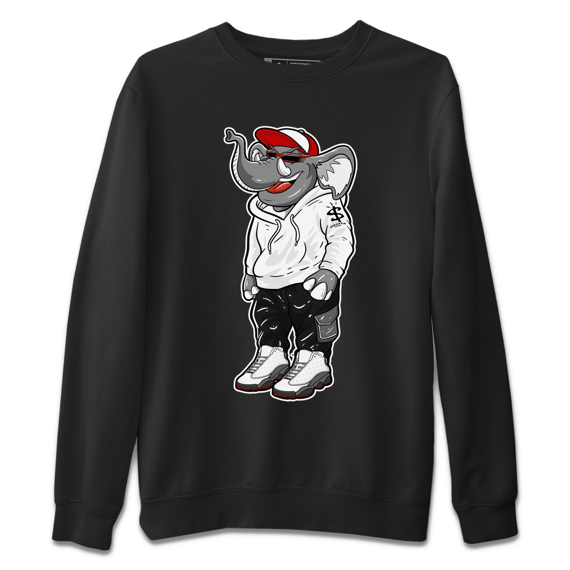 Air Jordan 13 Wolf Grey Sneaker Match Tees Sneakerhead Elephant Streetwear Sneaker Shirt 13s Wolf Grey Drip Gear Zone Sneaker Matching Clothing Unisex Shirts Black 2