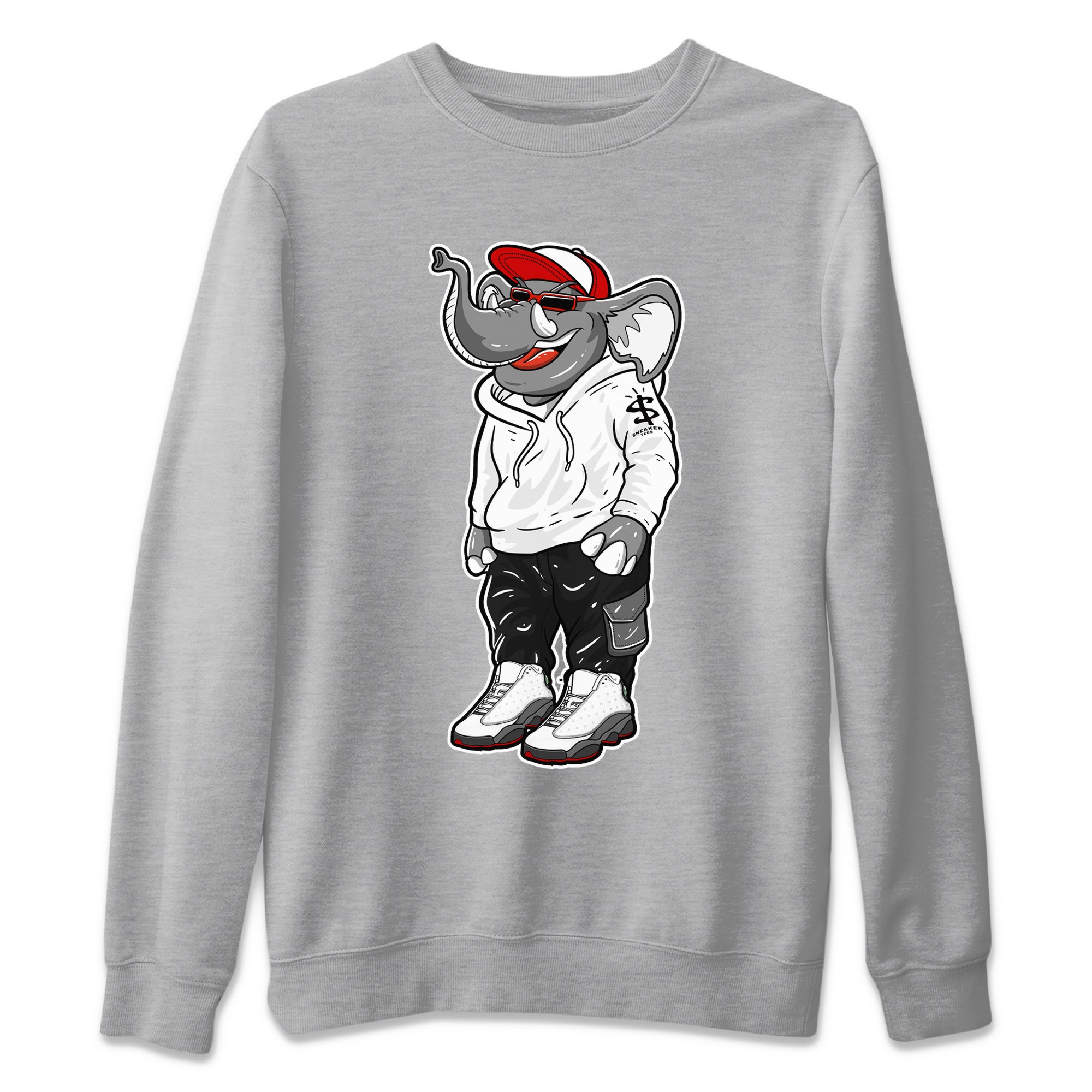 Air Jordan 13 Wolf Grey Sneaker Match Tees Sneakerhead Elephant Streetwear Sneaker Shirt 13s Wolf Grey Drip Gear Zone Sneaker Matching Clothing Unisex Shirts Heather Grey 2
