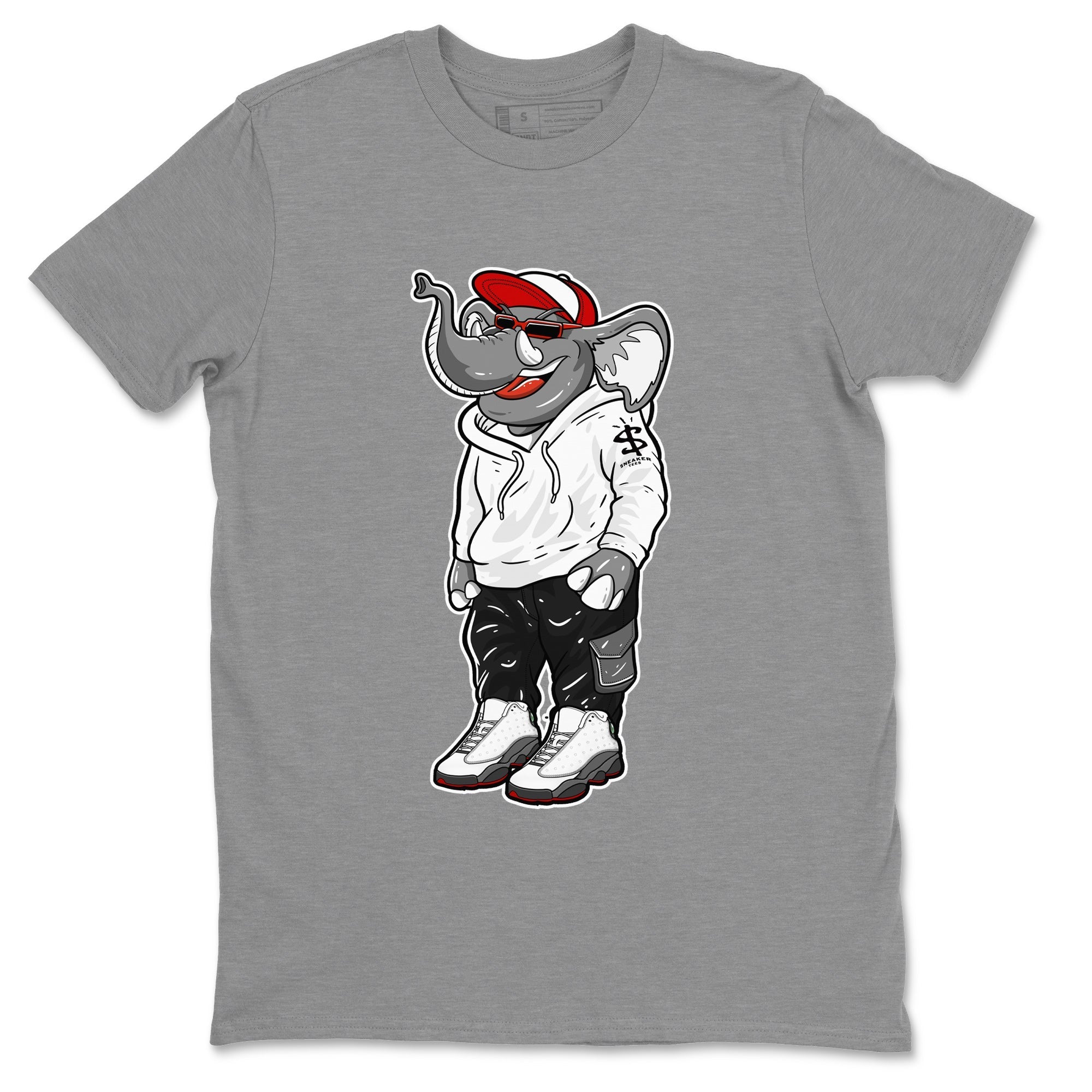 Air Jordan 13 Wolf Grey Sneaker Match Tees Sneakerhead Elephant Streetwear Sneaker Shirt 13s Wolf Grey Drip Gear Zone Sneaker Matching Clothing Unisex Shirts Heather Grey 2