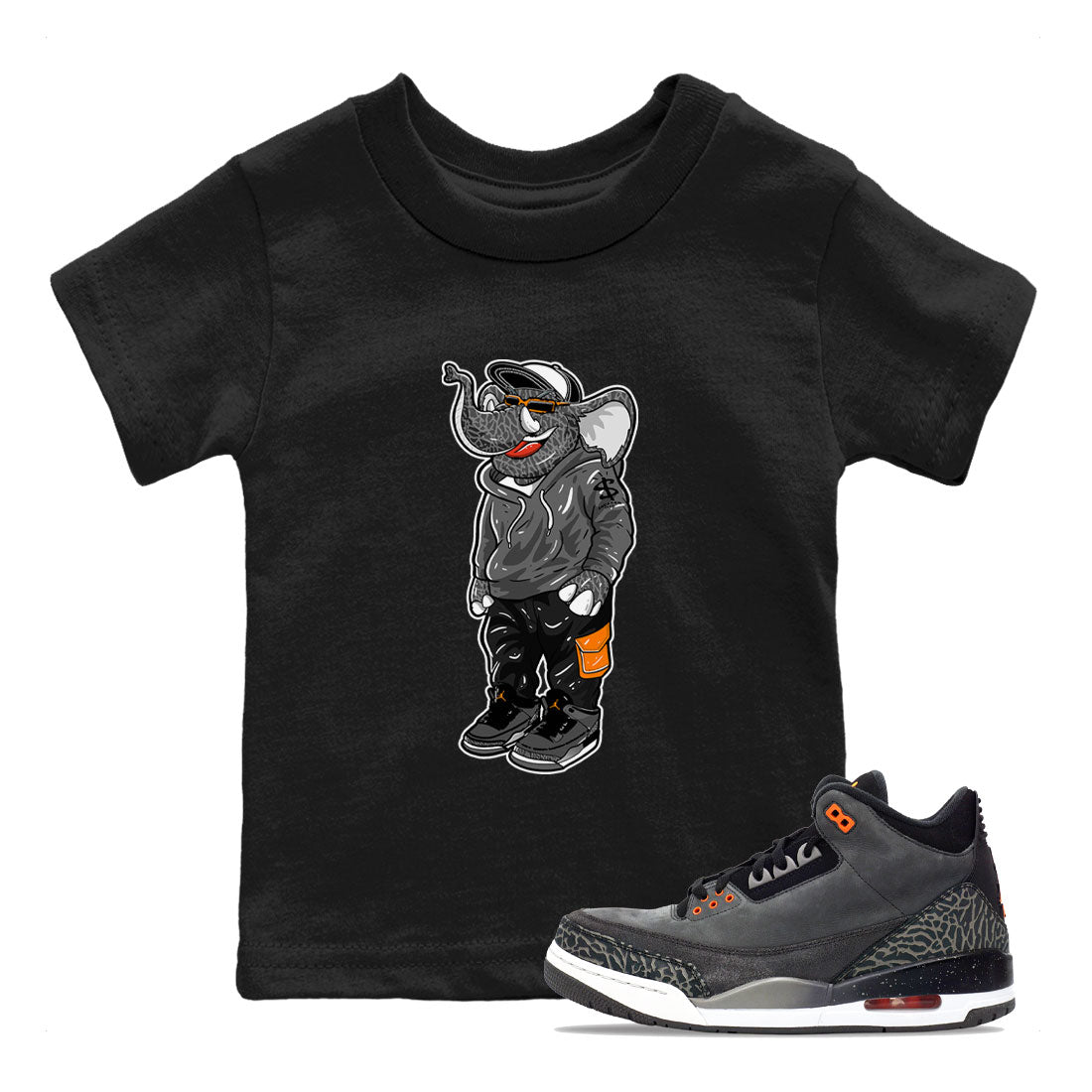 Air Jordan 3 Fear shirt to match jordans Sneakerhead Elephant sneaker matching t-shirt 3s Fear Drip Gear Zone Baby Toddler Black 1 T-Shirt