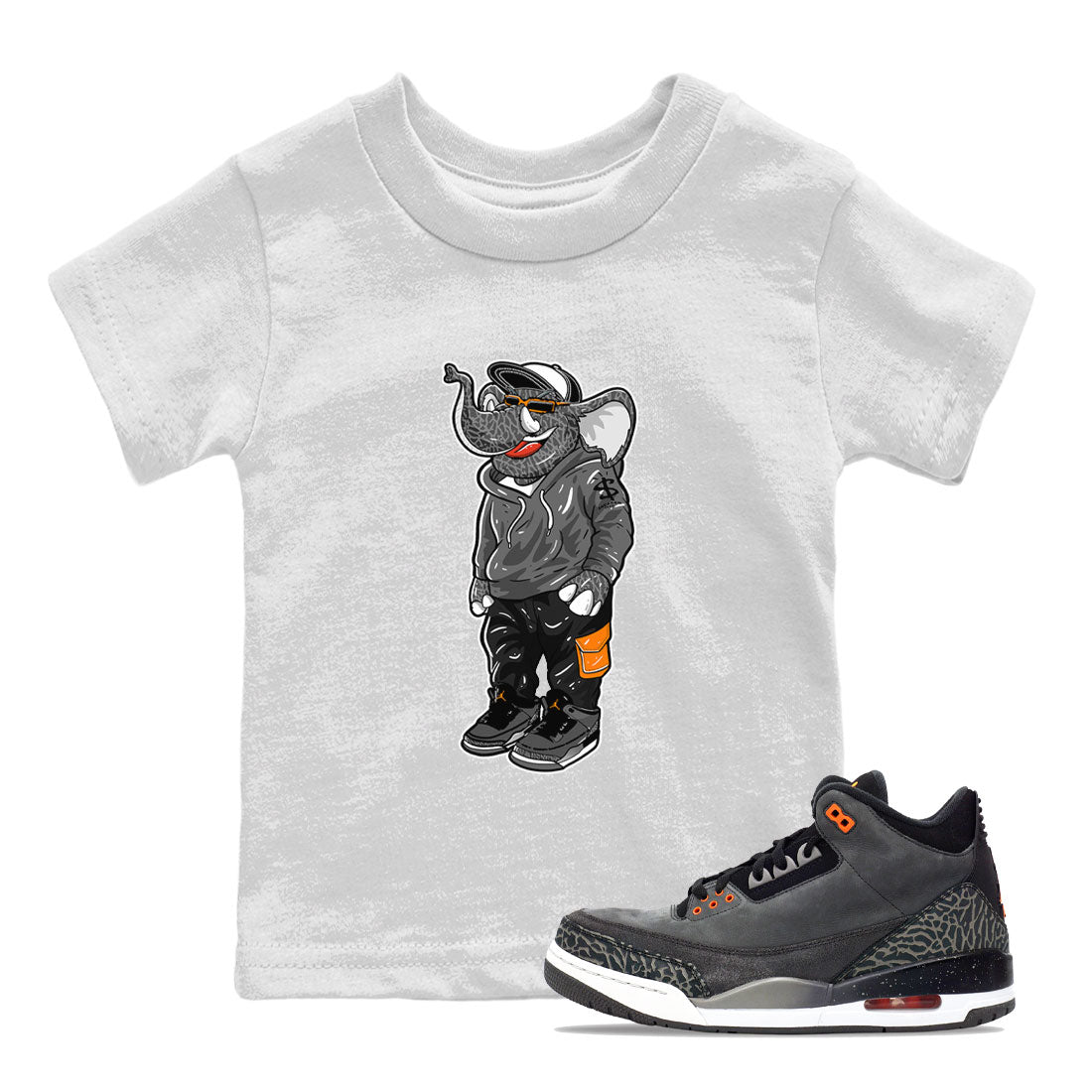 Air Jordan 3 Fear shirt to match jordans Sneakerhead Elephant sneaker matching t-shirt 3s Fear Drip Gear Zone Baby Toddler White 1 T-Shirt