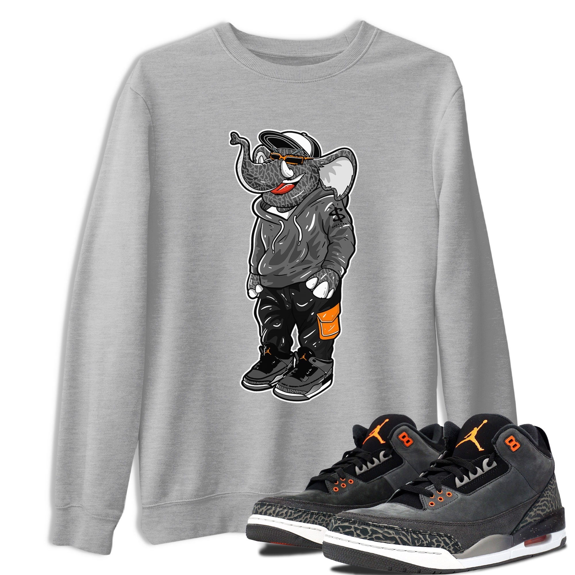 Air Jordan 3 Fear shirt to match jordans Sneakerhead Elephant sneaker matching t-shirt 3s Fear Drip Gear Zone Unisex Heather Grey 1 T-Shirt