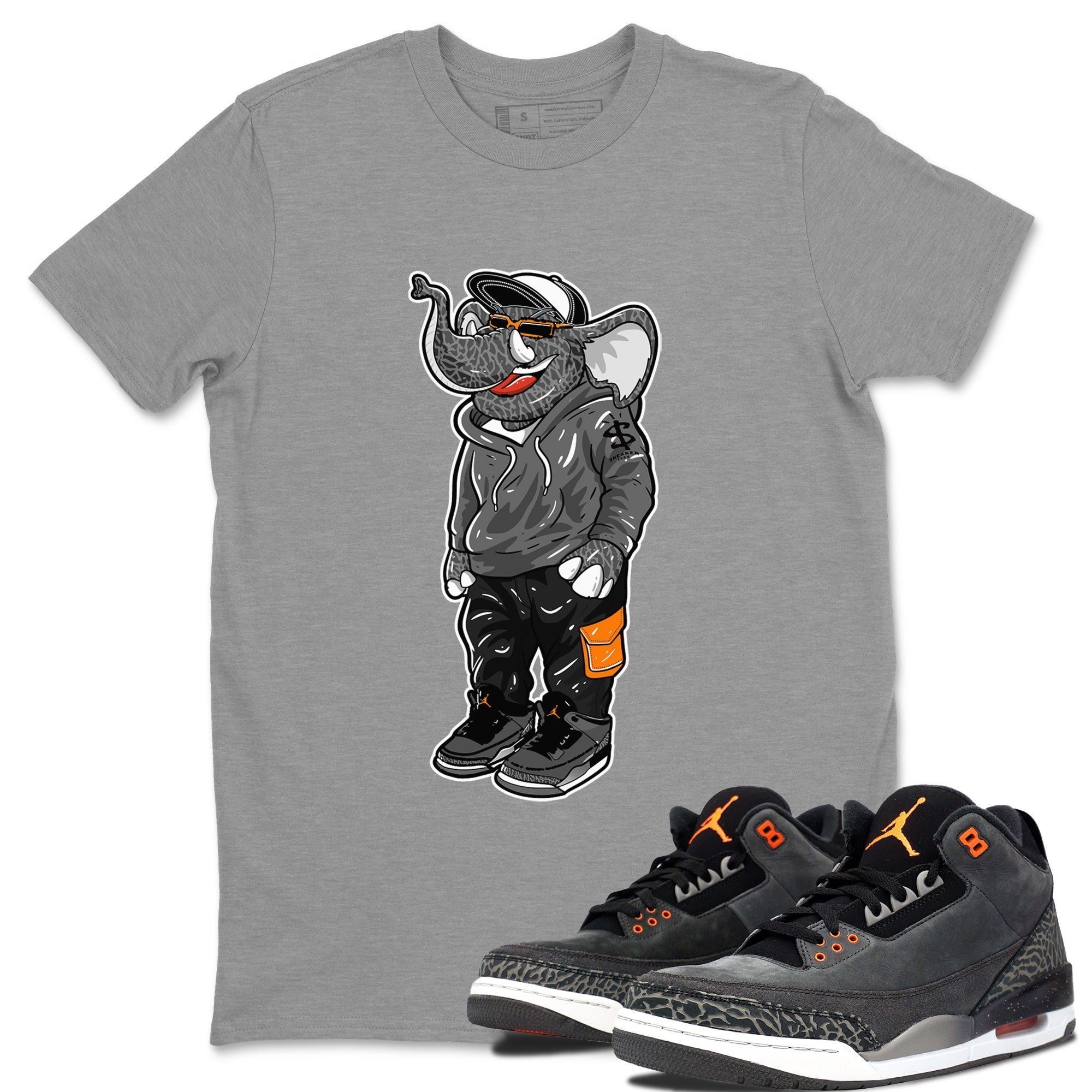 Air Jordan 3 Fear shirt to match jordans Sneakerhead Elephant sneaker matching t-shirt 3s Fear Drip Gear Zone Unisex Heather Grey 1 T-Shirt