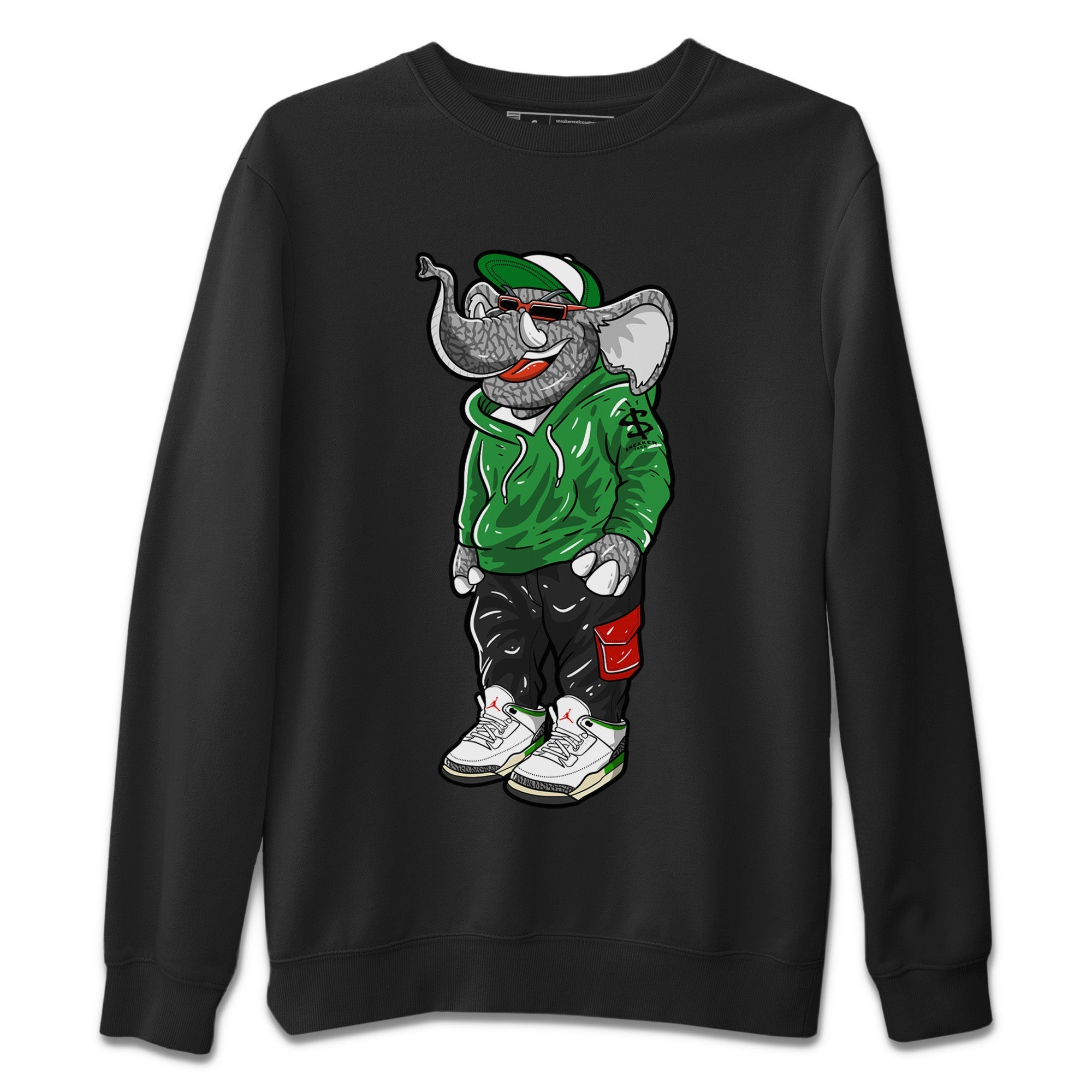 Air Jordan 3 Lucky Green Sneaker Match Tees Sneakerhead Elephant Streetwear Sneaker Shirt Jordan 3 WMNS Lucky Green Sneaker Release Tees Unisex Shirts Black 2