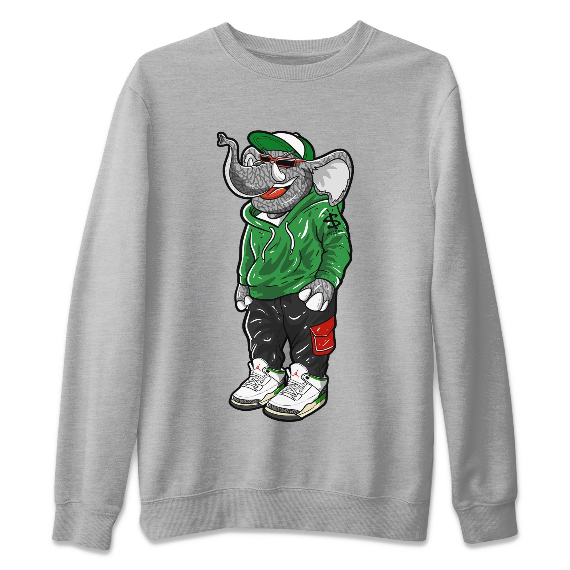 Air Jordan 3 Lucky Green Sneaker Match Tees Sneakerhead Elephant Streetwear Sneaker Shirt Jordan 3 WMNS Lucky Green Sneaker Release Tees Unisex Shirts Heather Grey 2