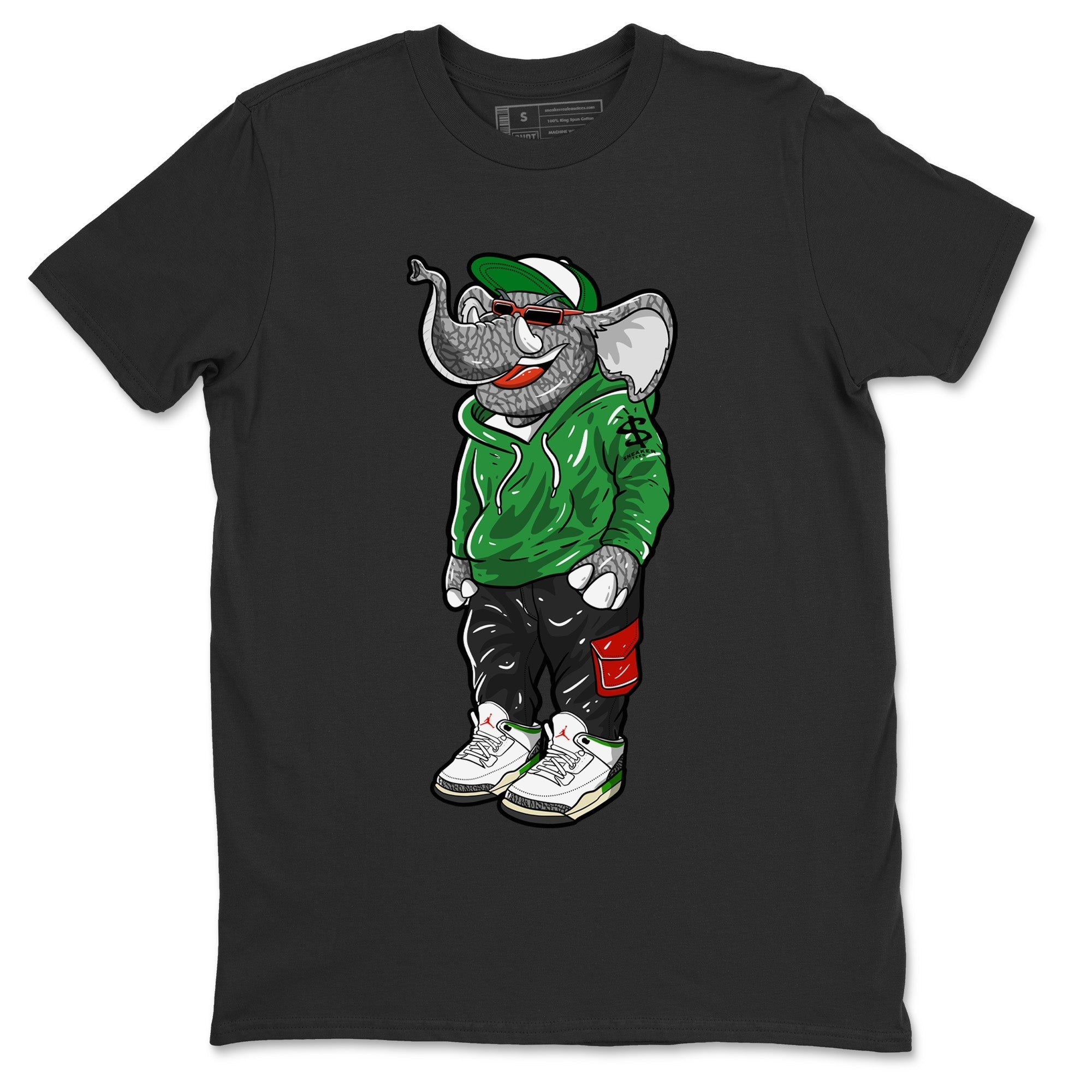 Air Jordan 3 Lucky Green Sneaker Match Tees Sneakerhead Elephant Streetwear Sneaker Shirt Jordan 3 WMNS Lucky Green Sneaker Release Tees Unisex Shirts Black 2