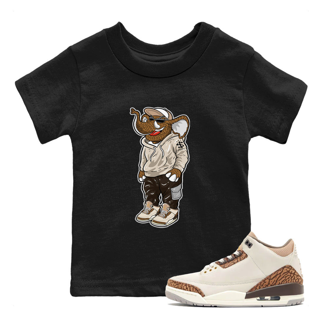 Air Jordan 3 Palomino Sneaker Match Tees Sneakerhead Elephant Streetwear Sneaker Shirt Jordan 3 Palomino Sneaker Release Tees Kids Shirts Black 1
