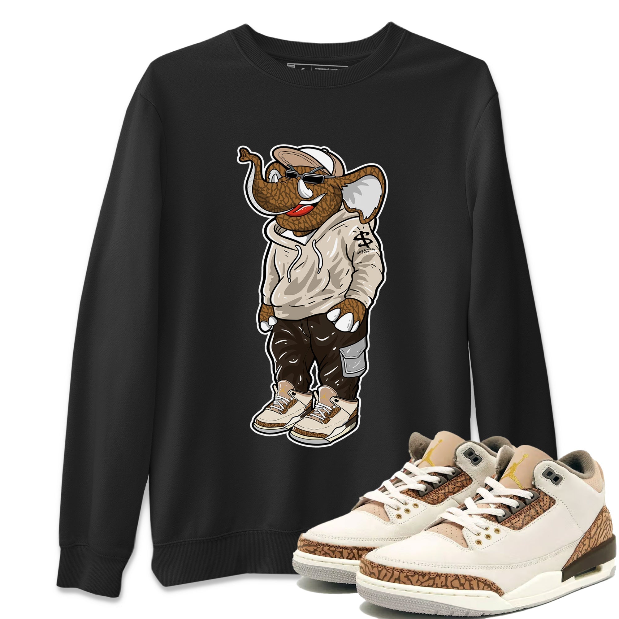 Air Jordan 3 Palomino Sneaker Match Tees Sneakerhead Elephant Streetwear Sneaker Shirt Jordan 3 Palomino Sneaker Release Tees Unisex Shirts Black 1