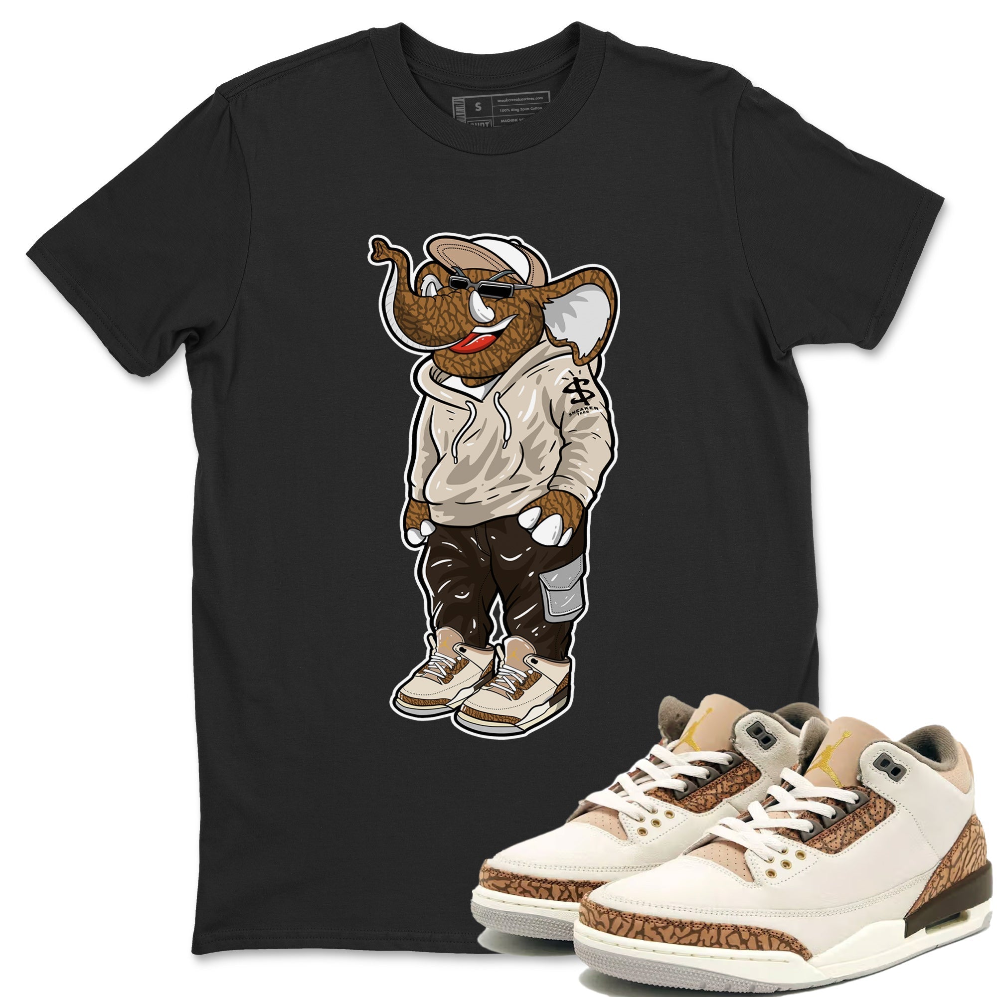 Air Jordan 3 Palomino Sneaker Match Tees Sneakerhead Elephant Streetwear Sneaker Shirt Jordan 3 Palomino Sneaker Release Tees Unisex Shirts Black 1