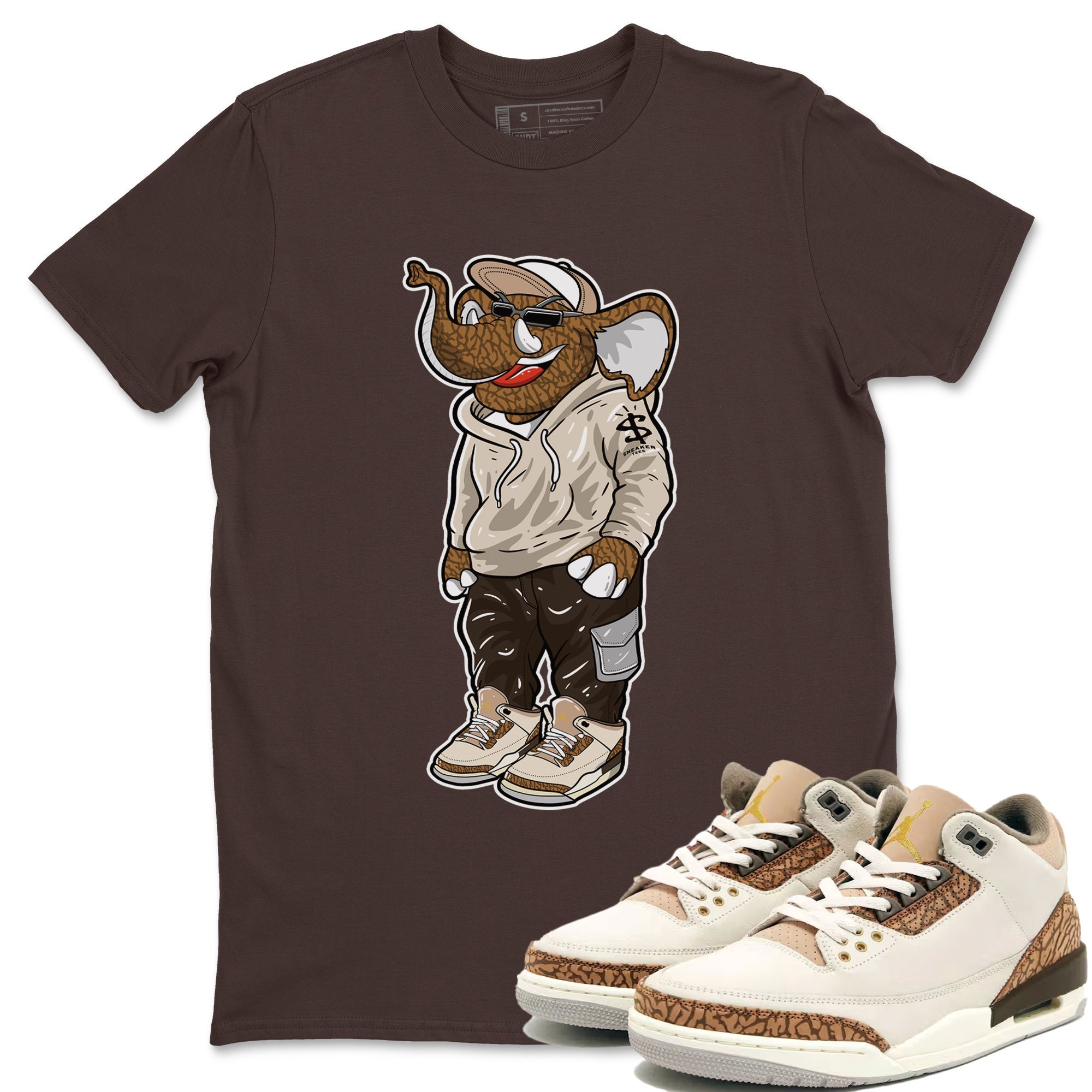Air Jordan 3 Palomino Sneaker Match Tees Sneakerhead Elephant Streetwear Sneaker Shirt Jordan 3 Palomino Sneaker Release Tees Unisex Shirts Dark Chocolate 1