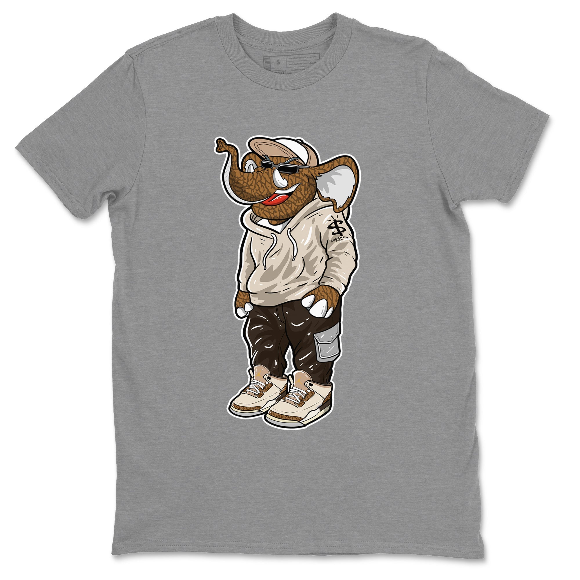 Air Jordan 3 Palomino Sneaker Match Tees Sneakerhead Elephant Streetwear Sneaker Shirt Jordan 3 Palomino Sneaker Release Tees Unisex Shirts Heather Grey 2