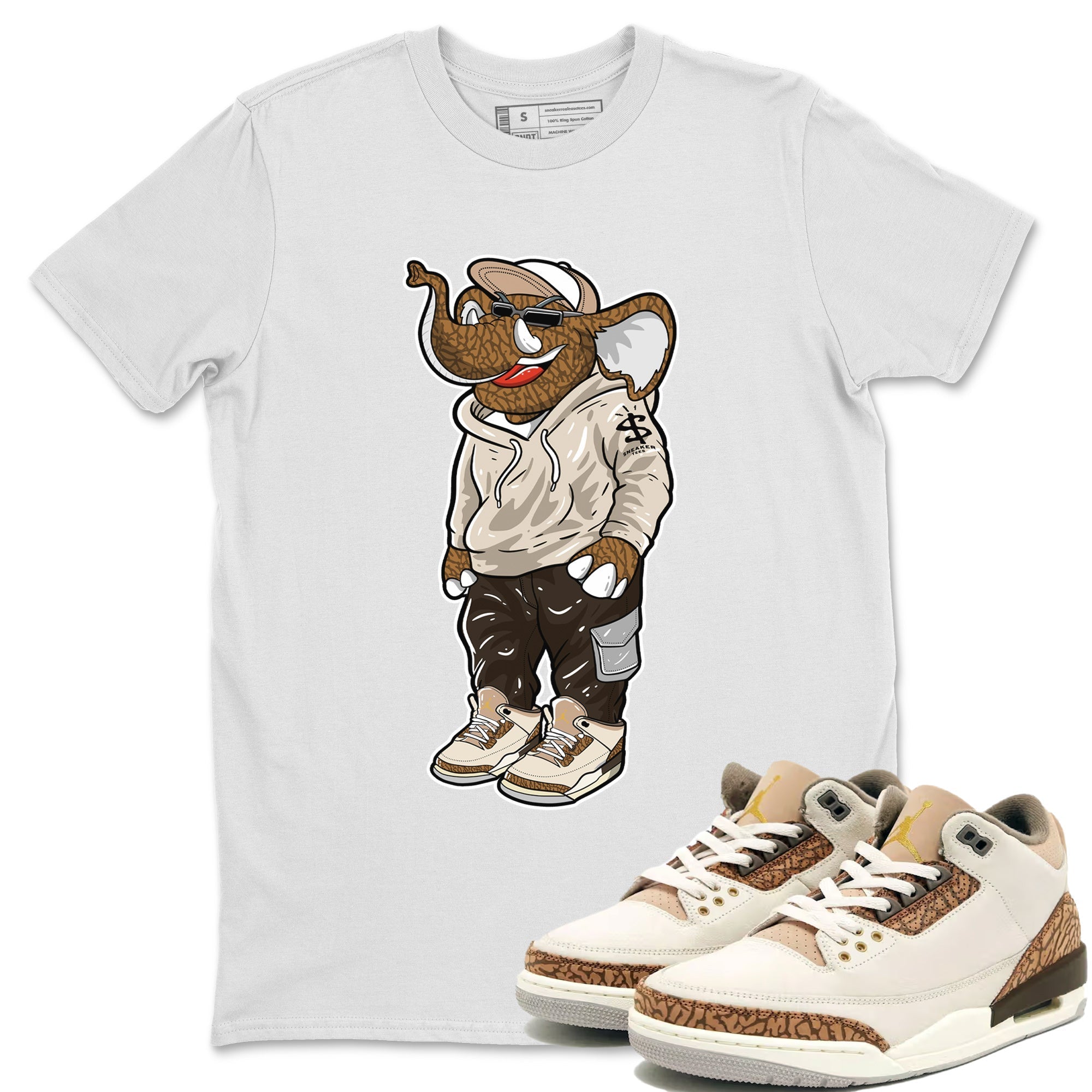 Air Jordan 3 Palomino Sneaker Match Tees Sneakerhead Elephant Streetwear Sneaker Shirt Jordan 3 Palomino Sneaker Release Tees Unisex Shirts White 1