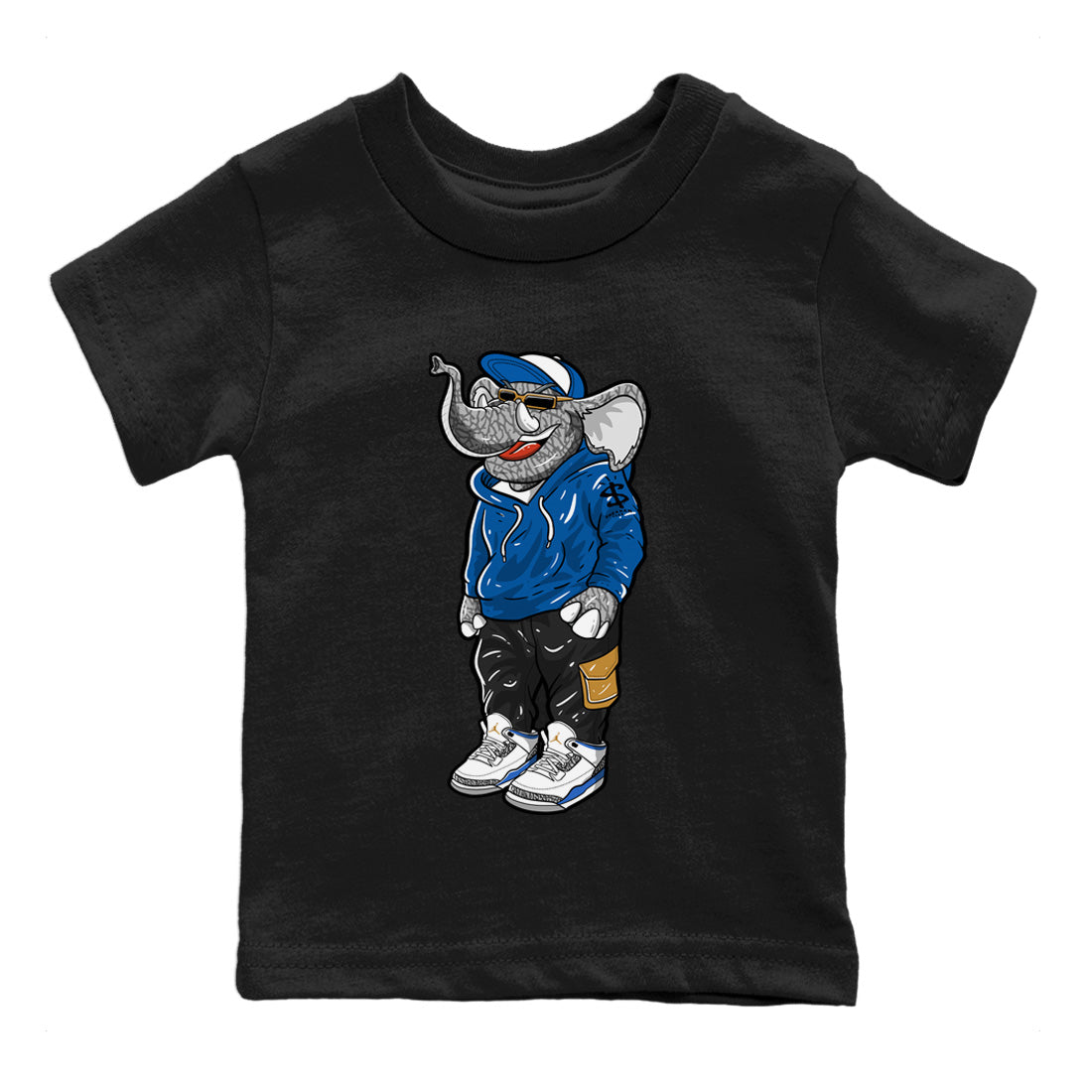 Air Jordan 3 Wizards Sneaker Match Tees Sneakerhead Elephant Streetwear Sneaker Shirt Air Jordan 3 Retro Wizards Sneaker Release Tees Kids Shirts Black 2