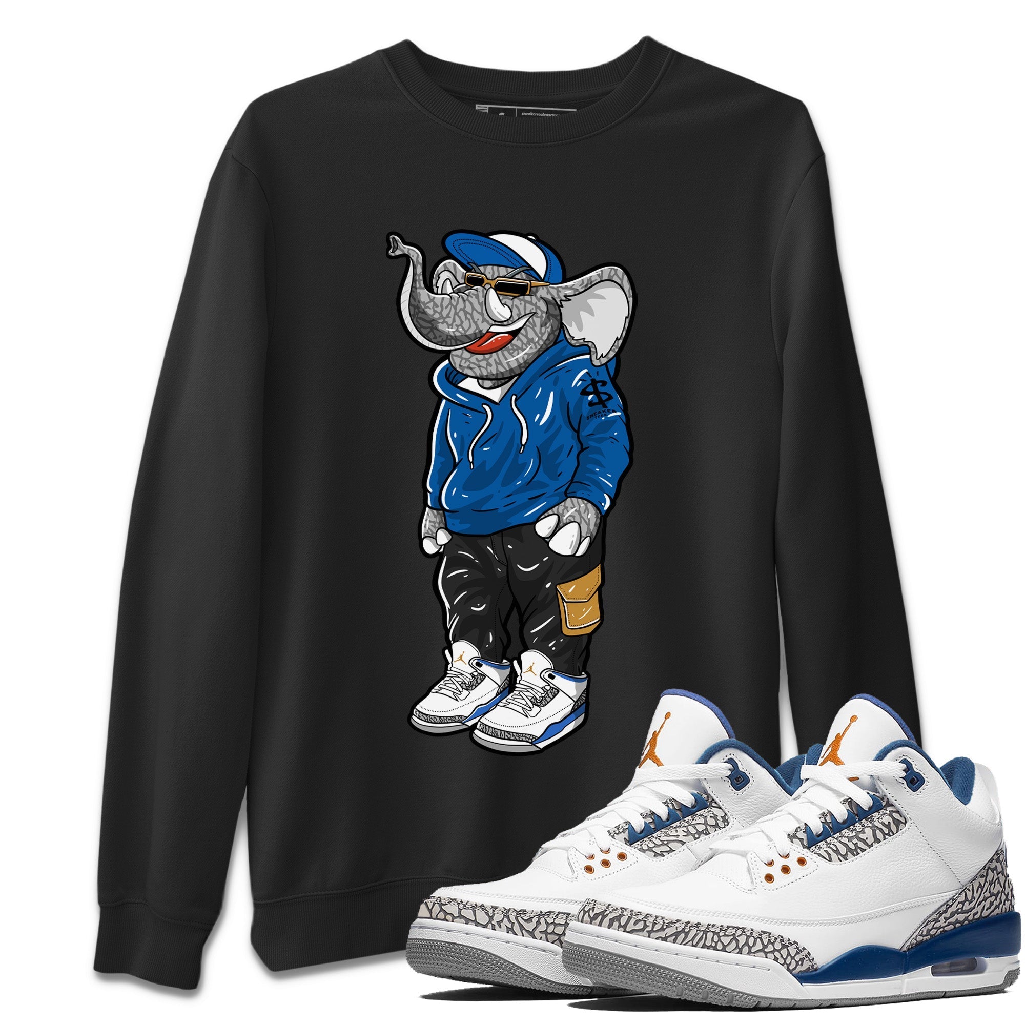 Air Jordan 3 Wizards Sneaker Match Tees Sneakerhead Elephant Streetwear Sneaker Shirt Air Jordan 3 Retro Wizards Sneaker Release Tees Unisex Shirts Black 1