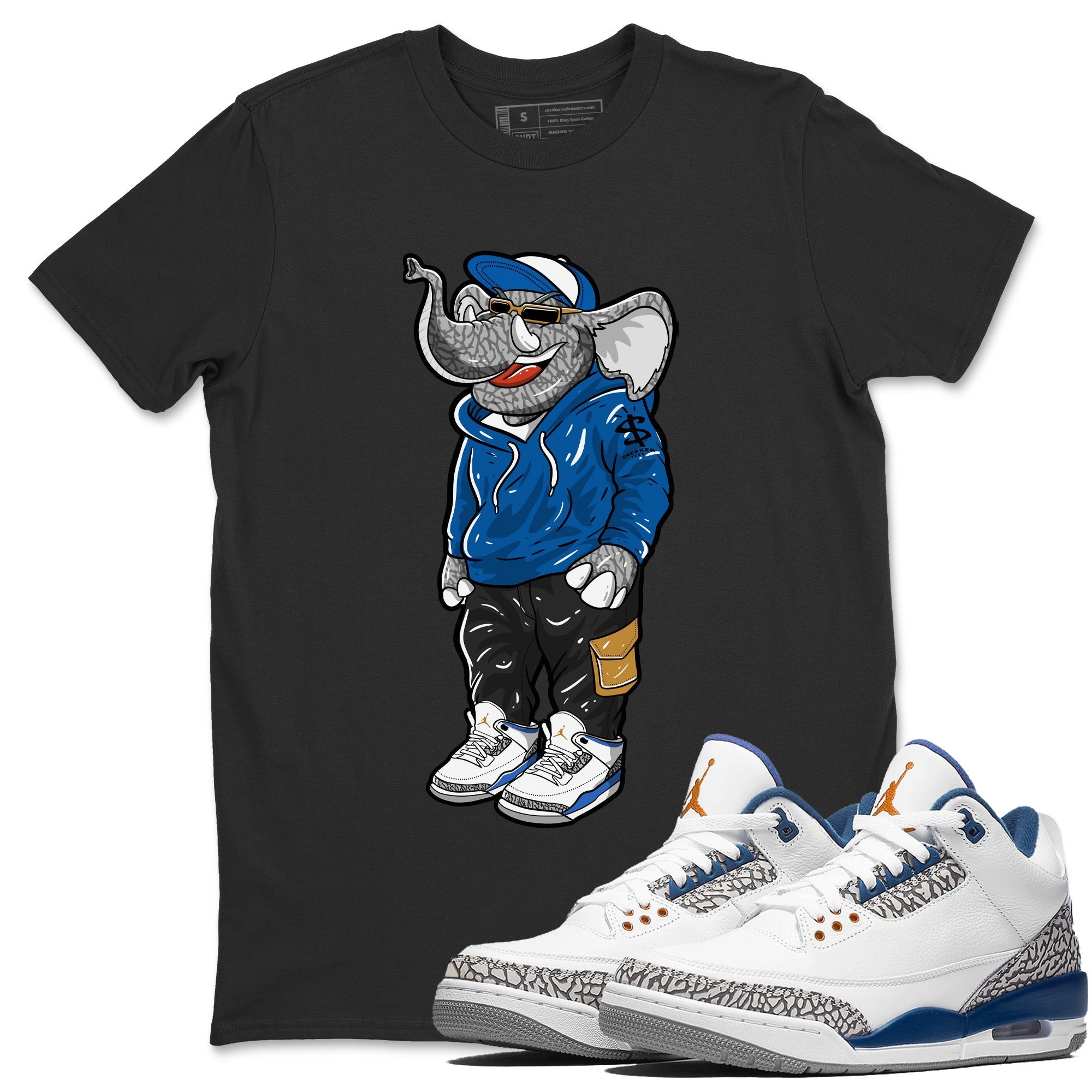 Air Jordan 3 Wizards Sneaker Match Tees Sneakerhead Elephant Streetwear Sneaker Shirt Air Jordan 3 Retro Wizards Sneaker Release Tees Unisex Shirts Black 1