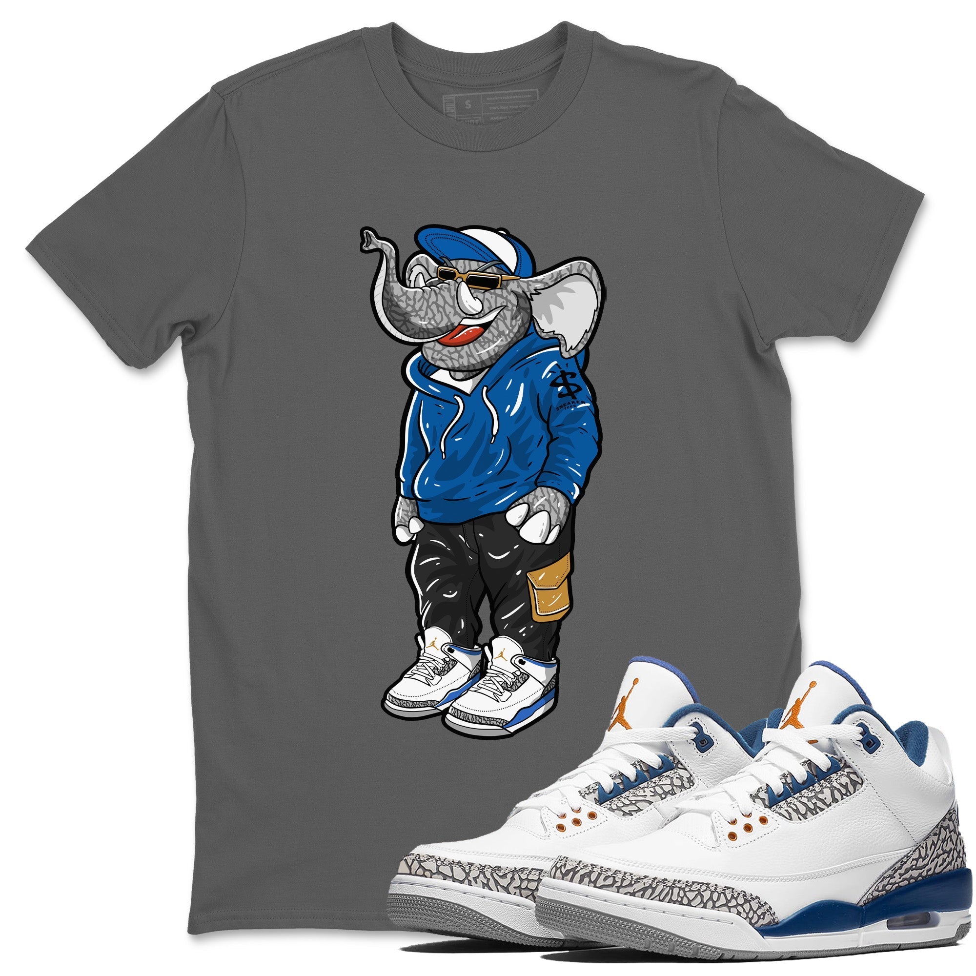 Air Jordan 3 Wizards Sneaker Match Tees Sneakerhead Elephant Streetwear Sneaker Shirt Air Jordan 3 Retro Wizards Sneaker Release Tees Unisex Shirts Cool Grey 1